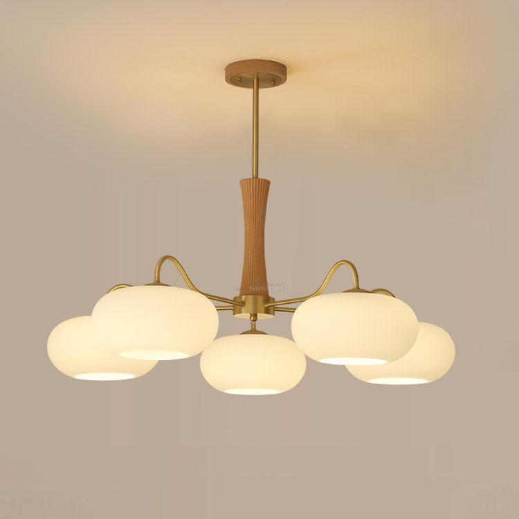 Brass Wooden Persimmon Ceiling Light For Living Room - Glass Chandelier, Persimmon, Semi Flush Mounts-1-Luxehomezone