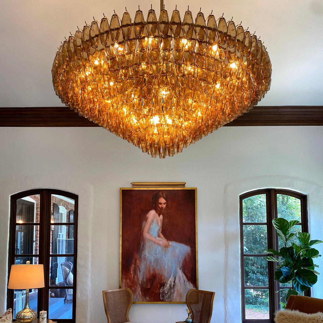 Chara Glass Tiered Round Chandelier 61"