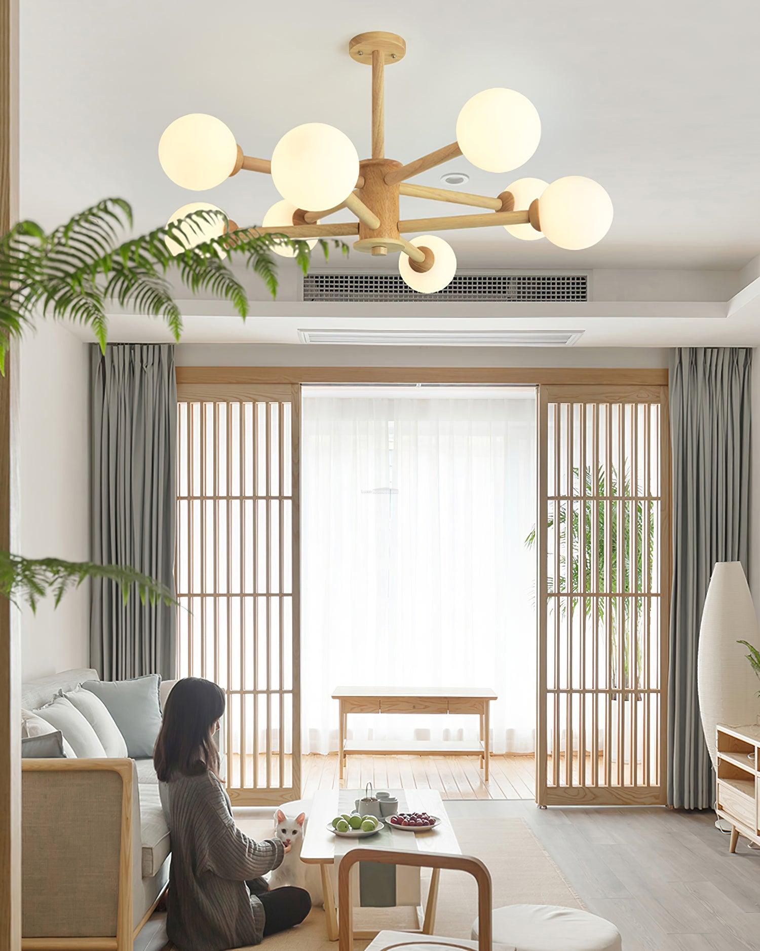 Kozan Wooden Chandelier with 6/8/10/12 heads - Frown-1-Luxehomezone