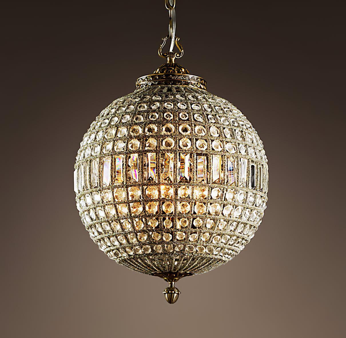 Traditional Globe Chandelier - Classic, Crystals-1-Luxehomezone