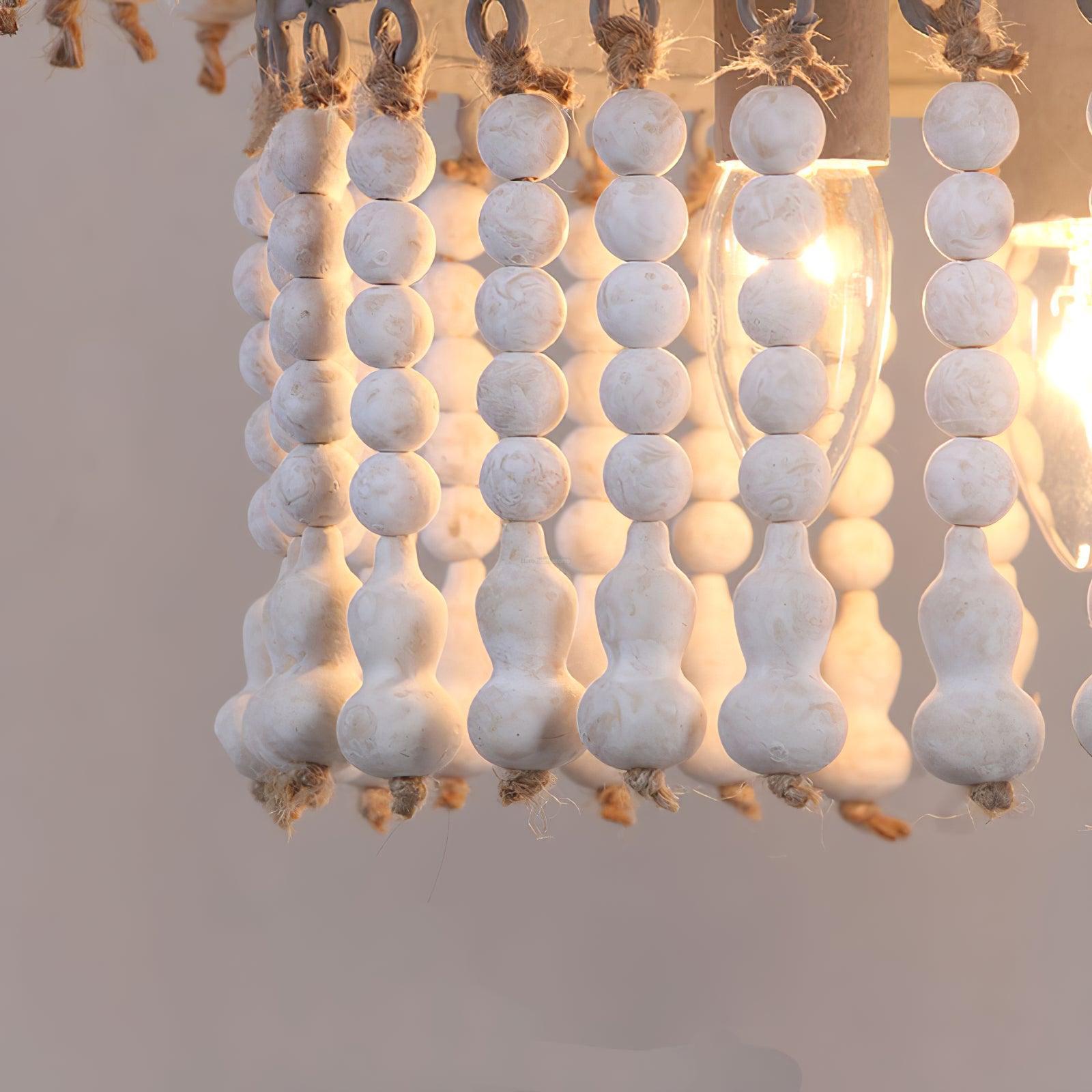 Three Tiered Wood Beaded Chandelier Φ 21.7″ - Wooden Beads-1-Luxehomezone