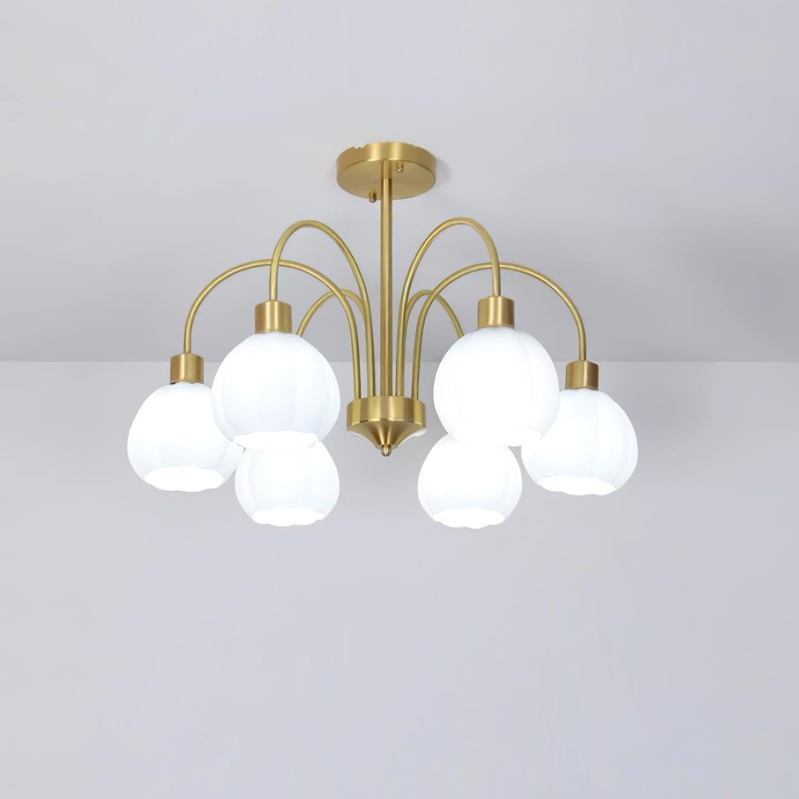 Golden Pumpkin Glass Chandelier with 3/5/6/8 heads - Bend-1-Luxehomezone
