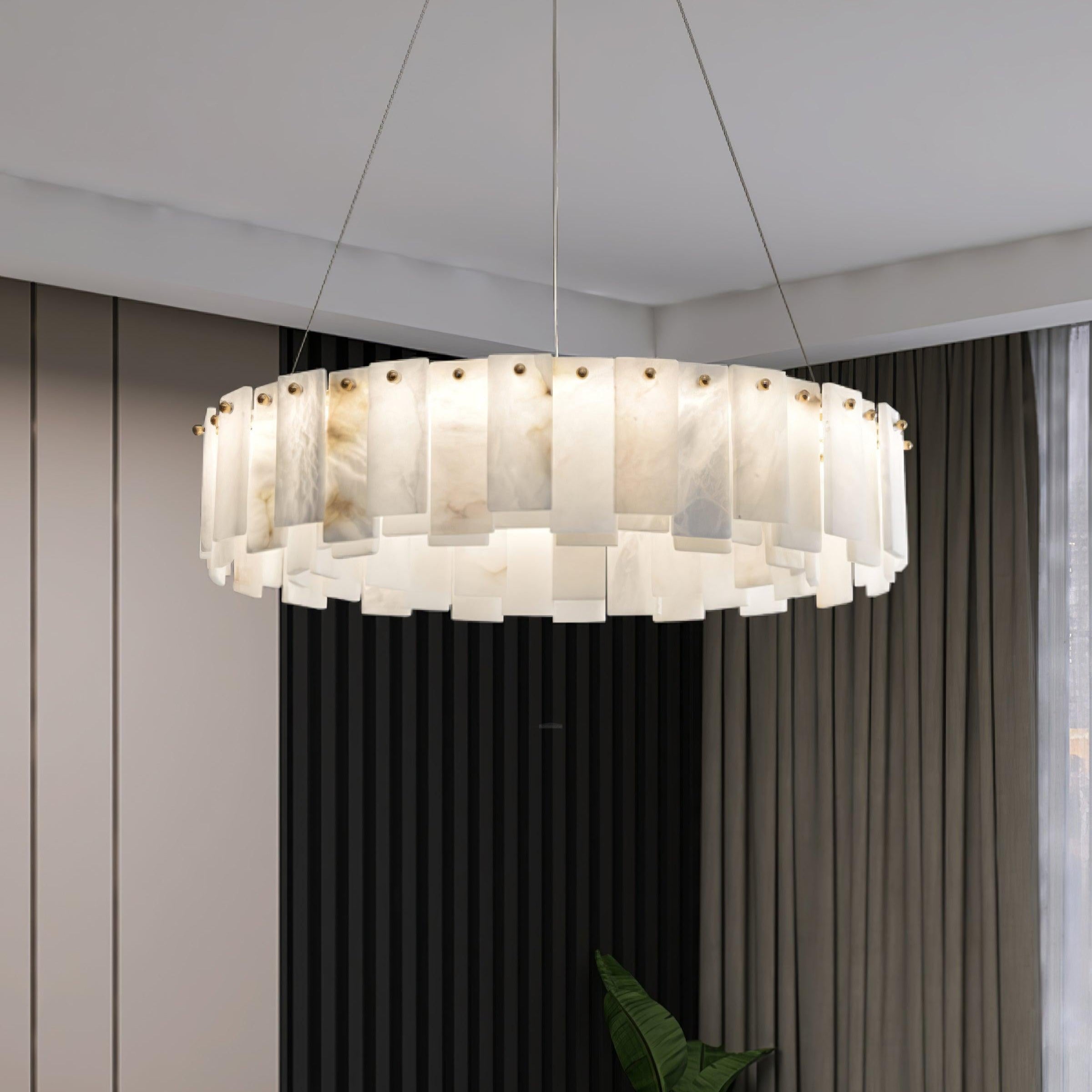 Celestial Alabaster Round/Square Chandelier - Alabaster, Alabaster Chandelier-1-Luxehomezone