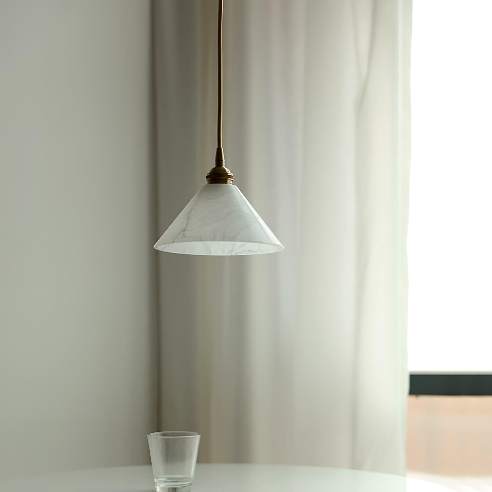 Conical Alabaster Brass Pendant Light - Alabaster, Alabaster Pendant-1-Luxehomezone