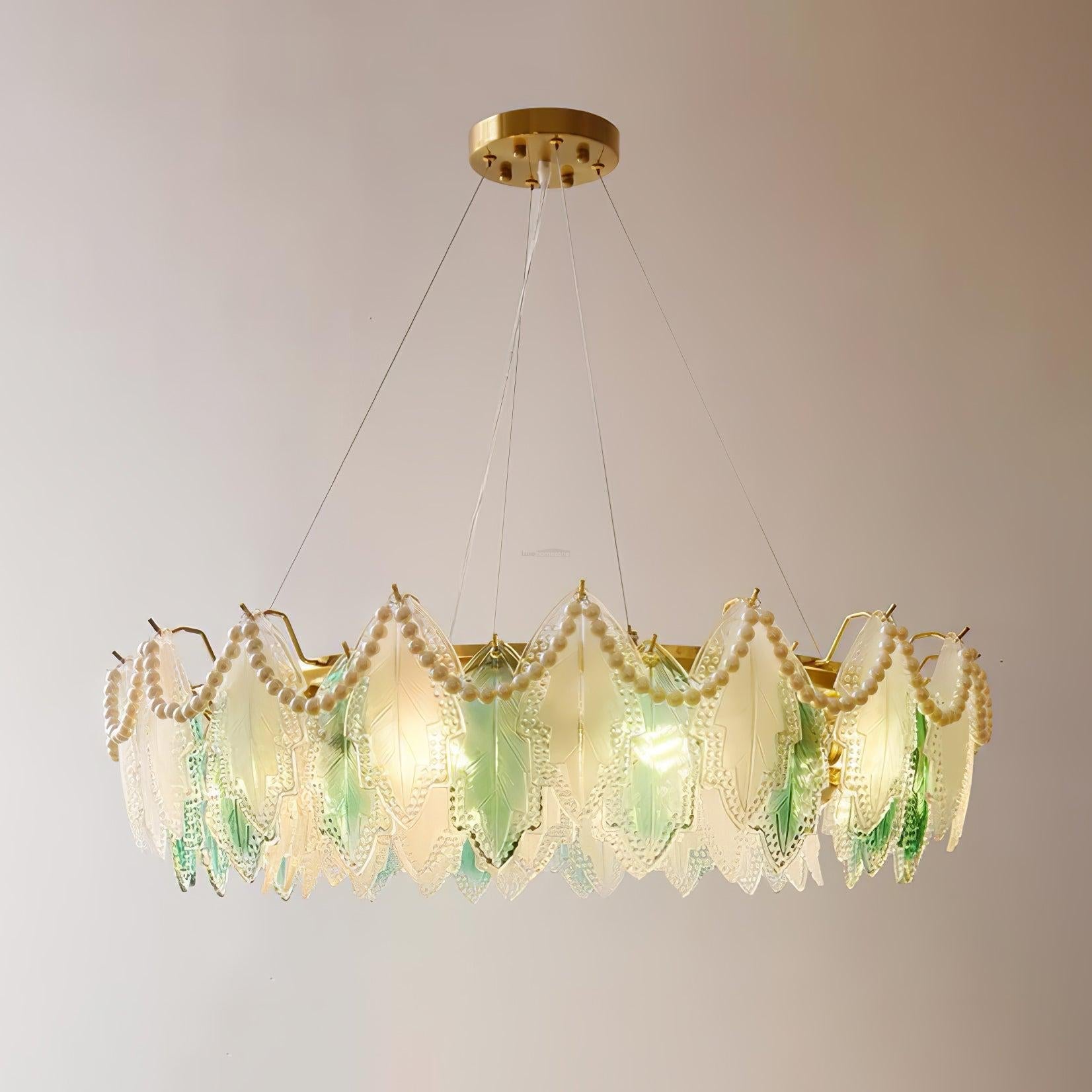 Maple Leaf Type Glass Chandelier - Cylinder-1-Luxehomezone