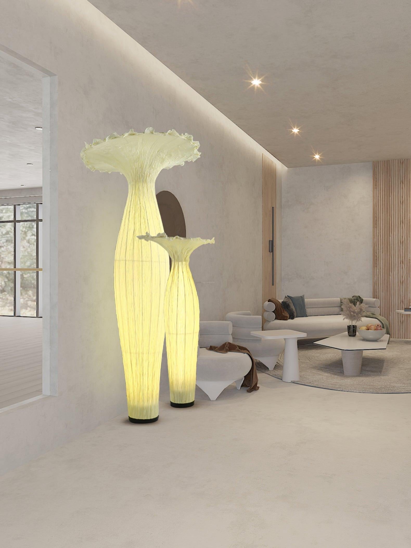 Vase Fabric Floor Lamp ∅ 19.7″ - Drapery-1-Luxehomezone