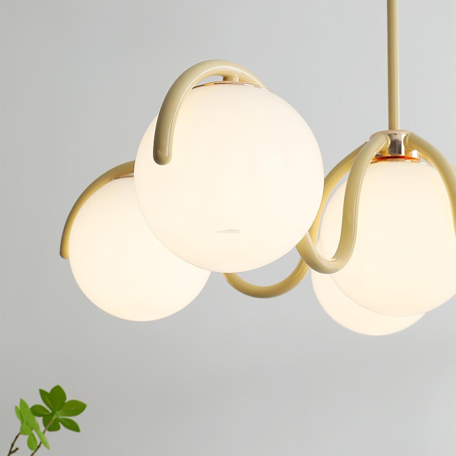 Reedway Curve Linear Chandelier ∅ 27.2″ - Bend, Marshmallow Chandelier-1-Luxehomezone