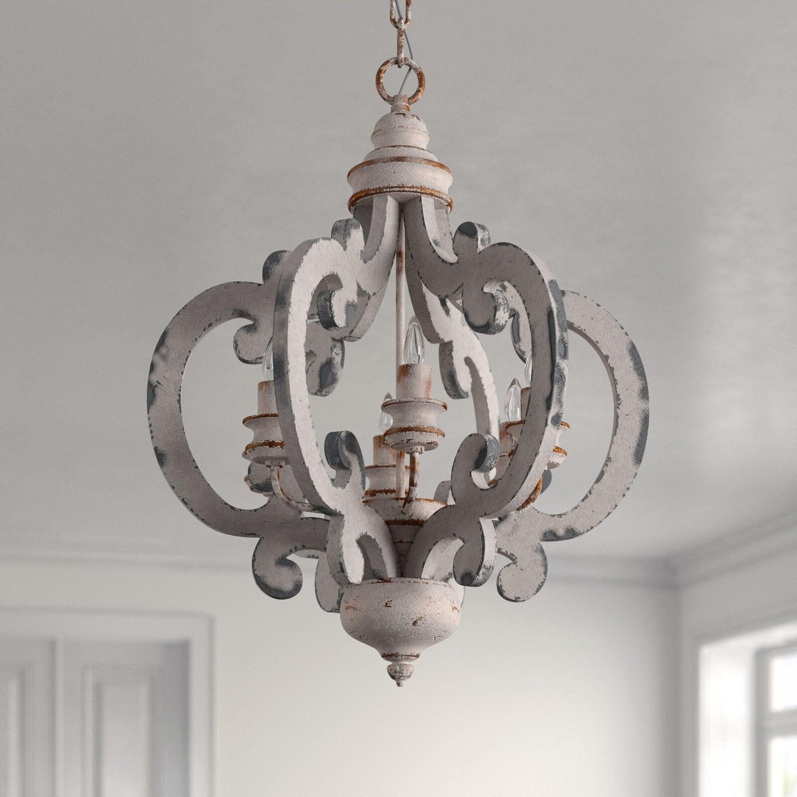 Antique White Style Chandelier Φ 19.7″ - Genteel, Optimized-1-Luxehomezone