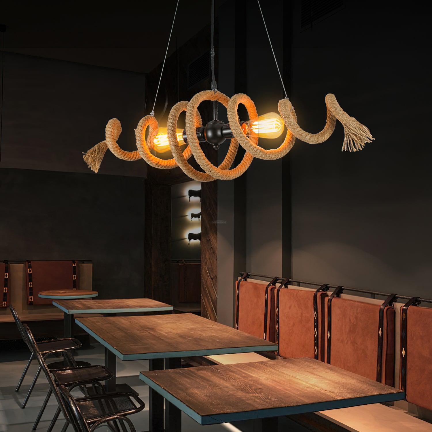 Hemp Rope Industrial Spiral Chandelier ∅ 31.5″ - Hemp Rope-1-Luxehomezone