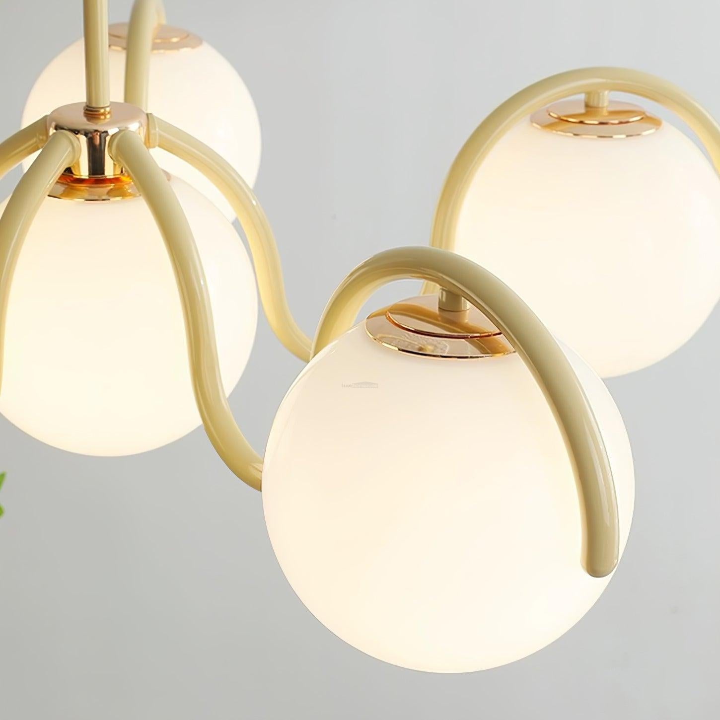 Reedway Curve Linear Chandelier ∅ 27.2″ - Bend, Marshmallow Chandelier-1-Luxehomezone