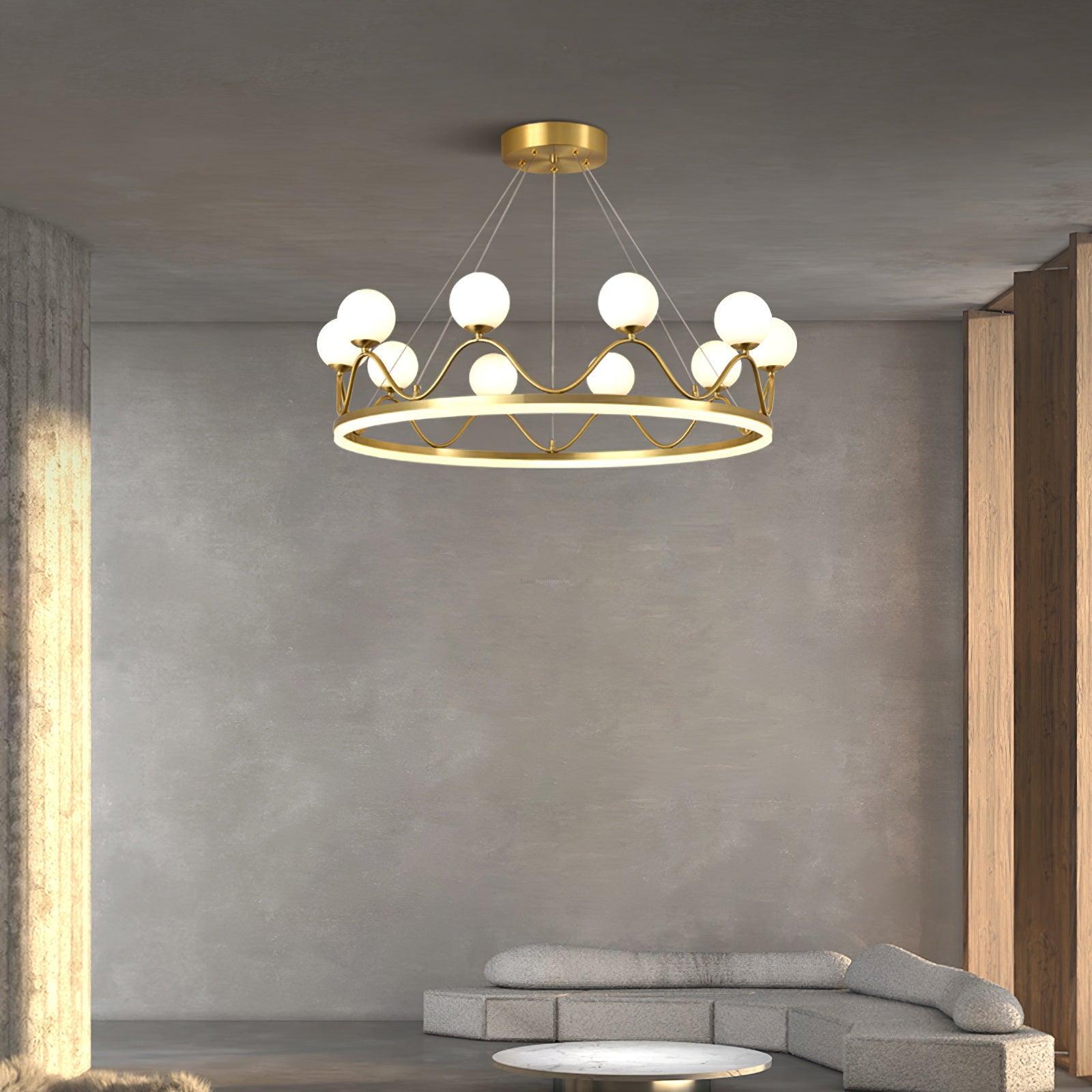 Crown Brass Round Chandelier - Bend-1-Luxehomezone