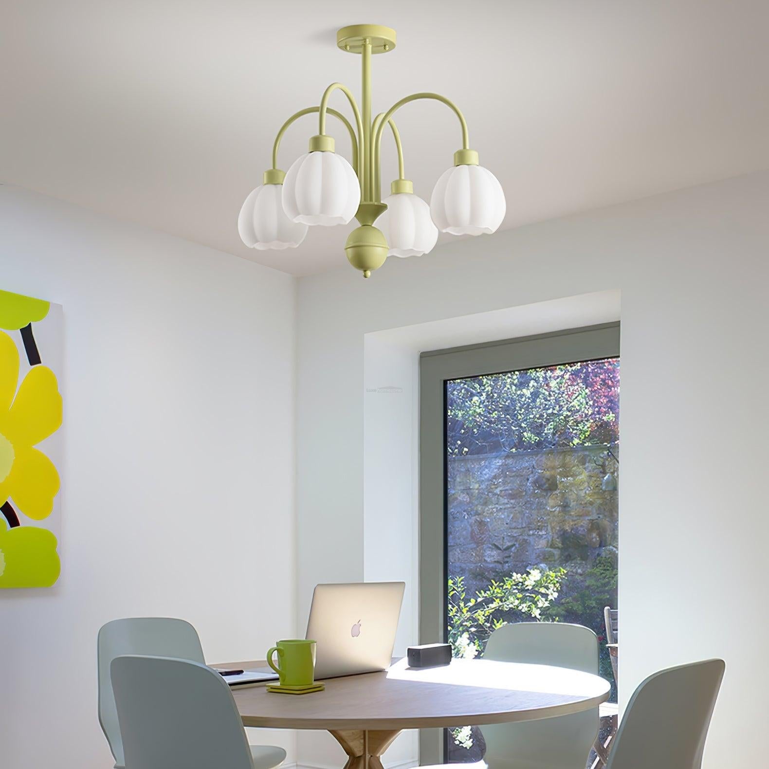 Cream Pumpkin Ball Chandelier with 4/5/6/8 heads - Zahara-1-Luxehomezone