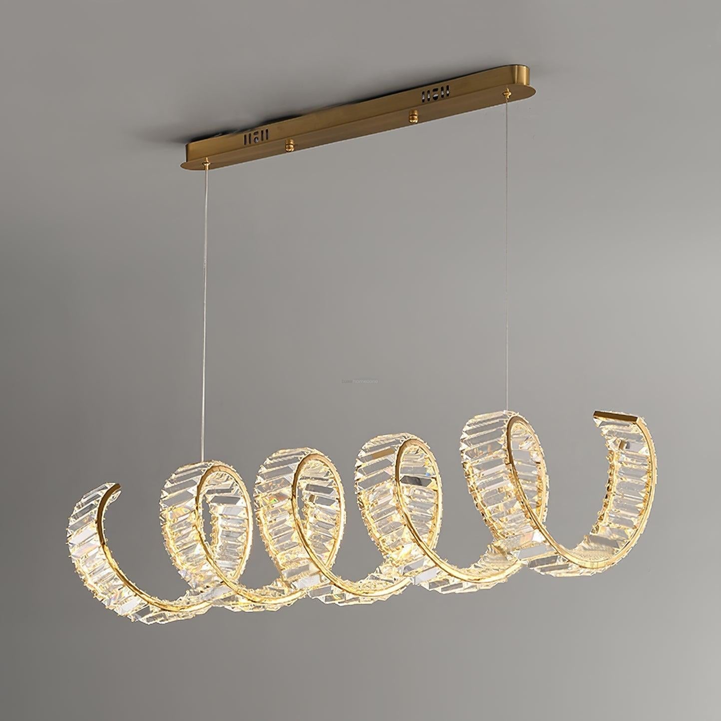 Curved LED Chandelier 39'' 47'' 59'' - Crystals, Straps-1-Luxehomezone
