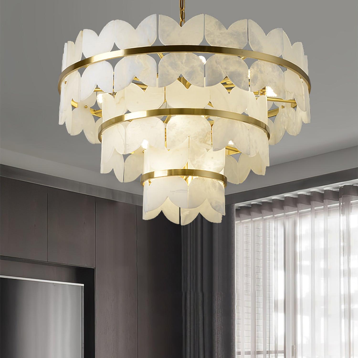 Alabaster Cloudscape Chandelier with 1/2 layer - Alabaster, Alabaster Chandelier-1-Luxehomezone
