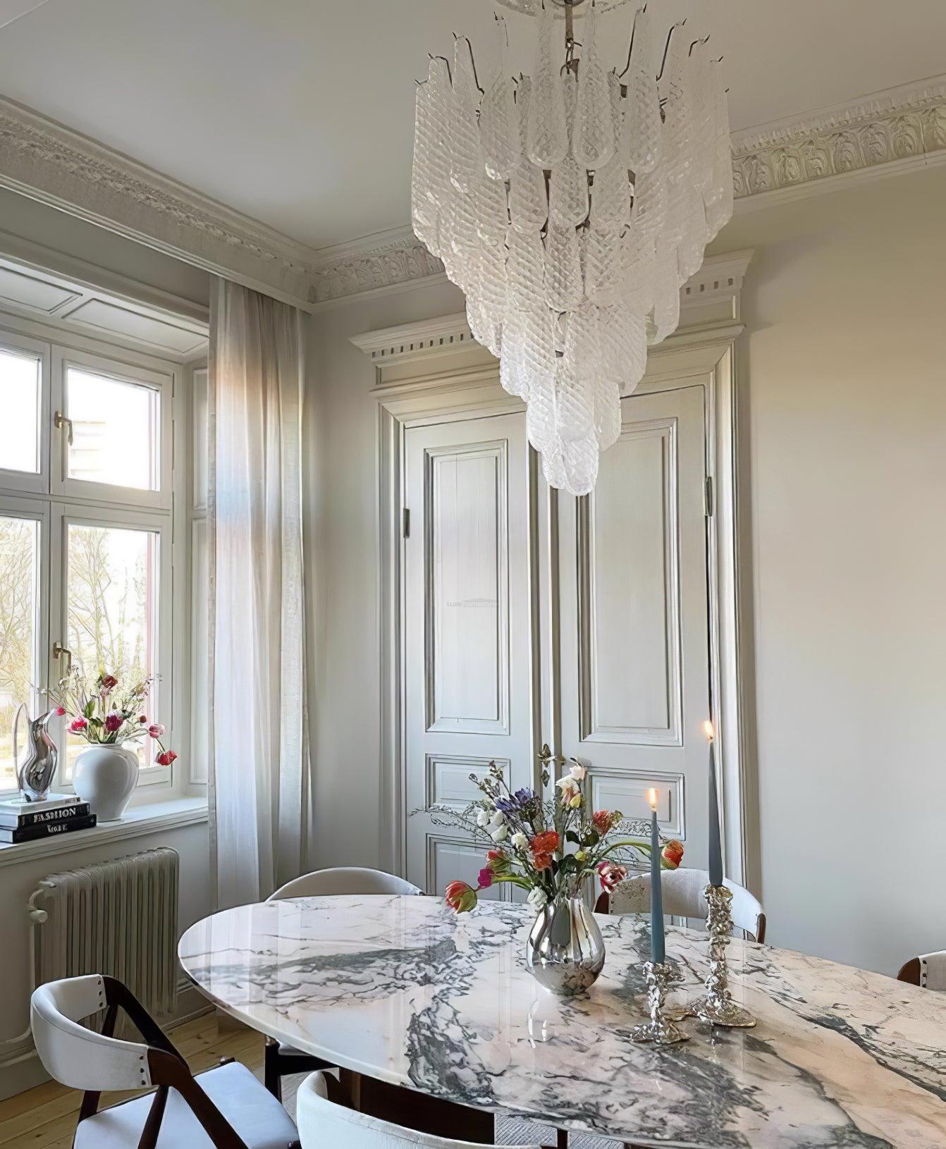 Grid Glass Style Waterfall Chandelier - Cylinder-1-Luxehomezone