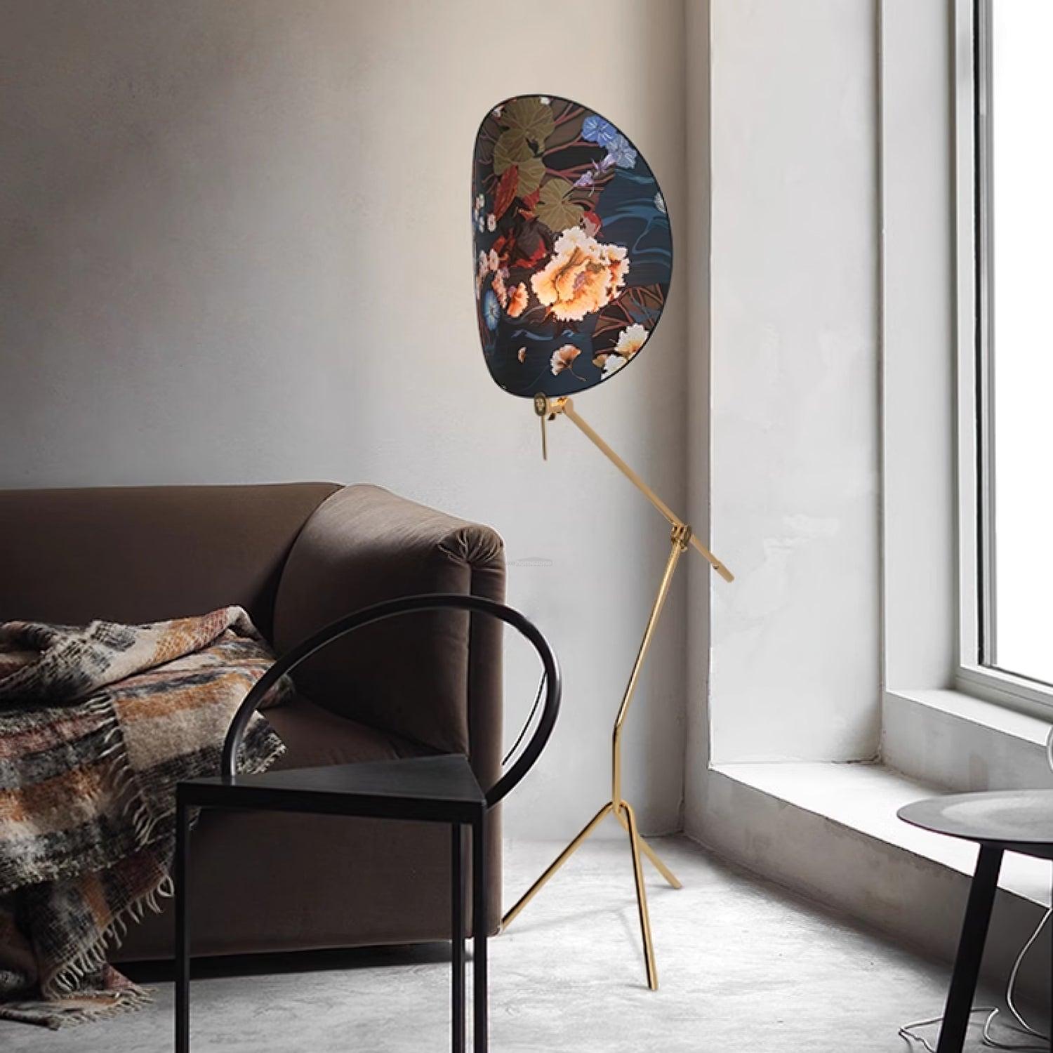 Floral Nocturne Floor Lamp ∅ 23.6″ - Drapery-1-Luxehomezone