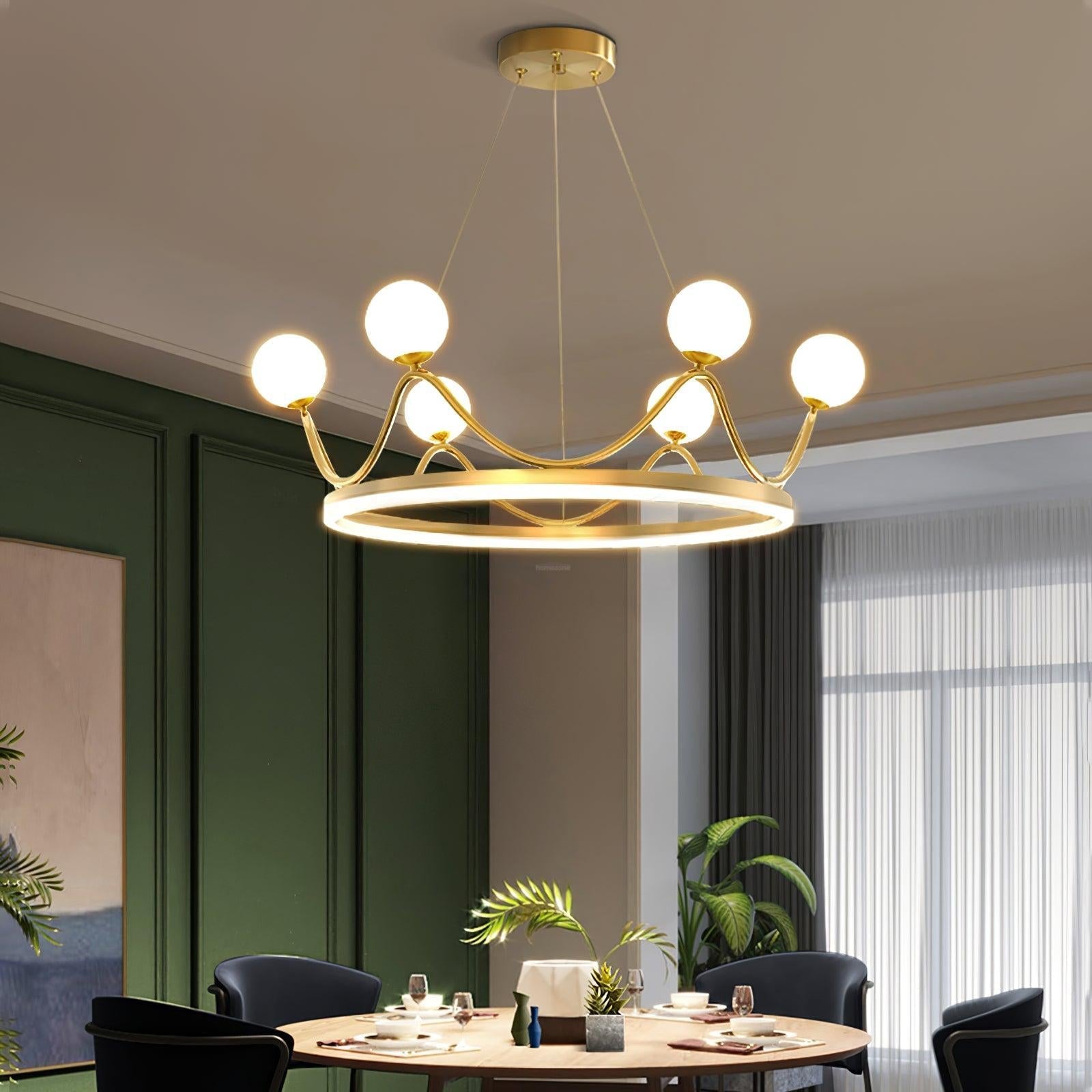 Crown Brass Round Chandelier - Bend-1-Luxehomezone