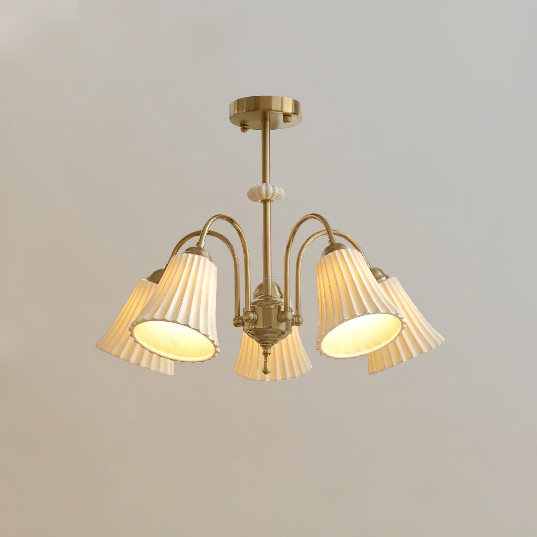 Medieval Ceramic Trumpet Chandelier with 3/5/8 lamps - Flower Ceramic-1-Luxehomezone