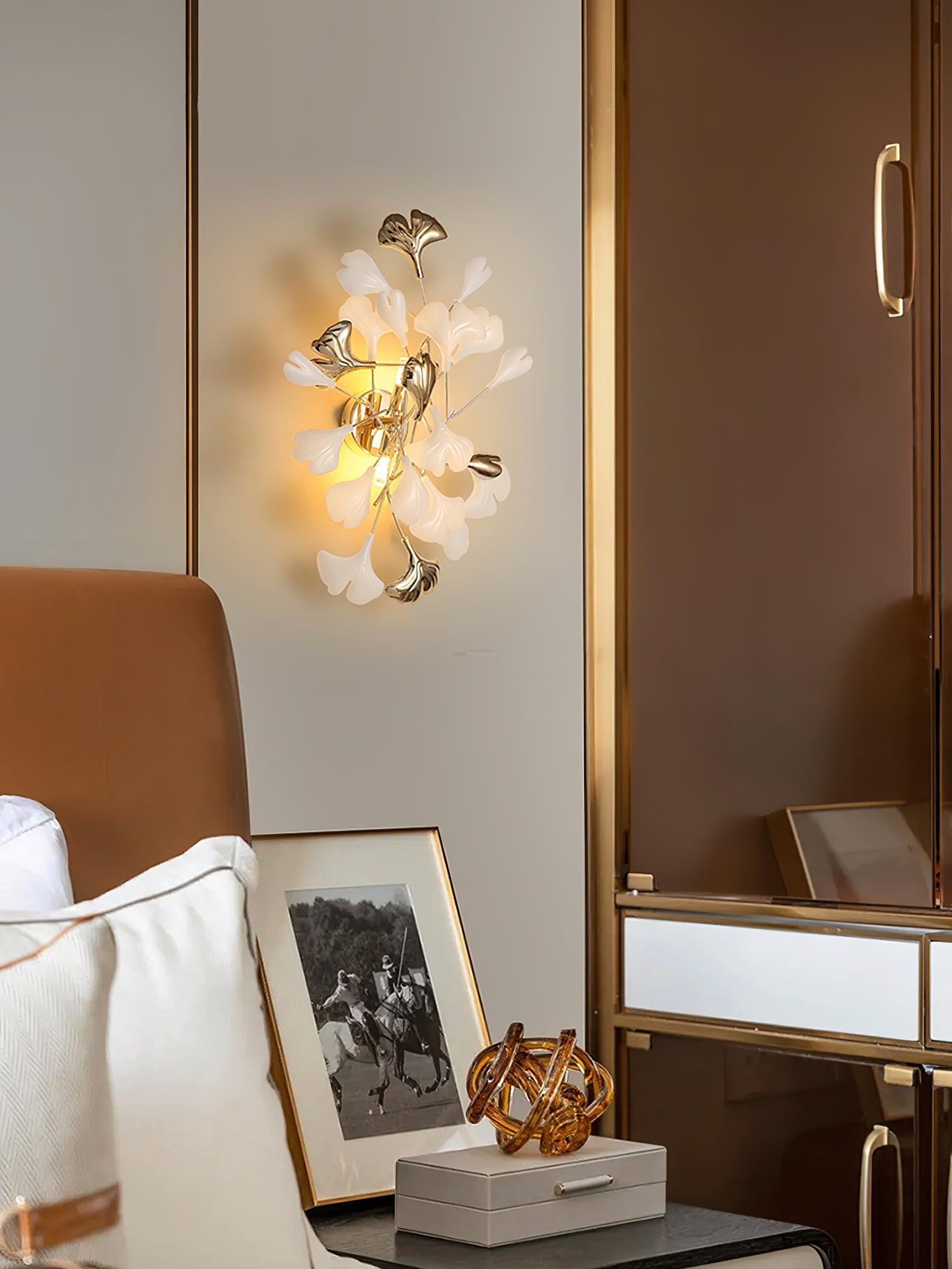 Gingko Wall Lamp with Leaves - Luxehomezone