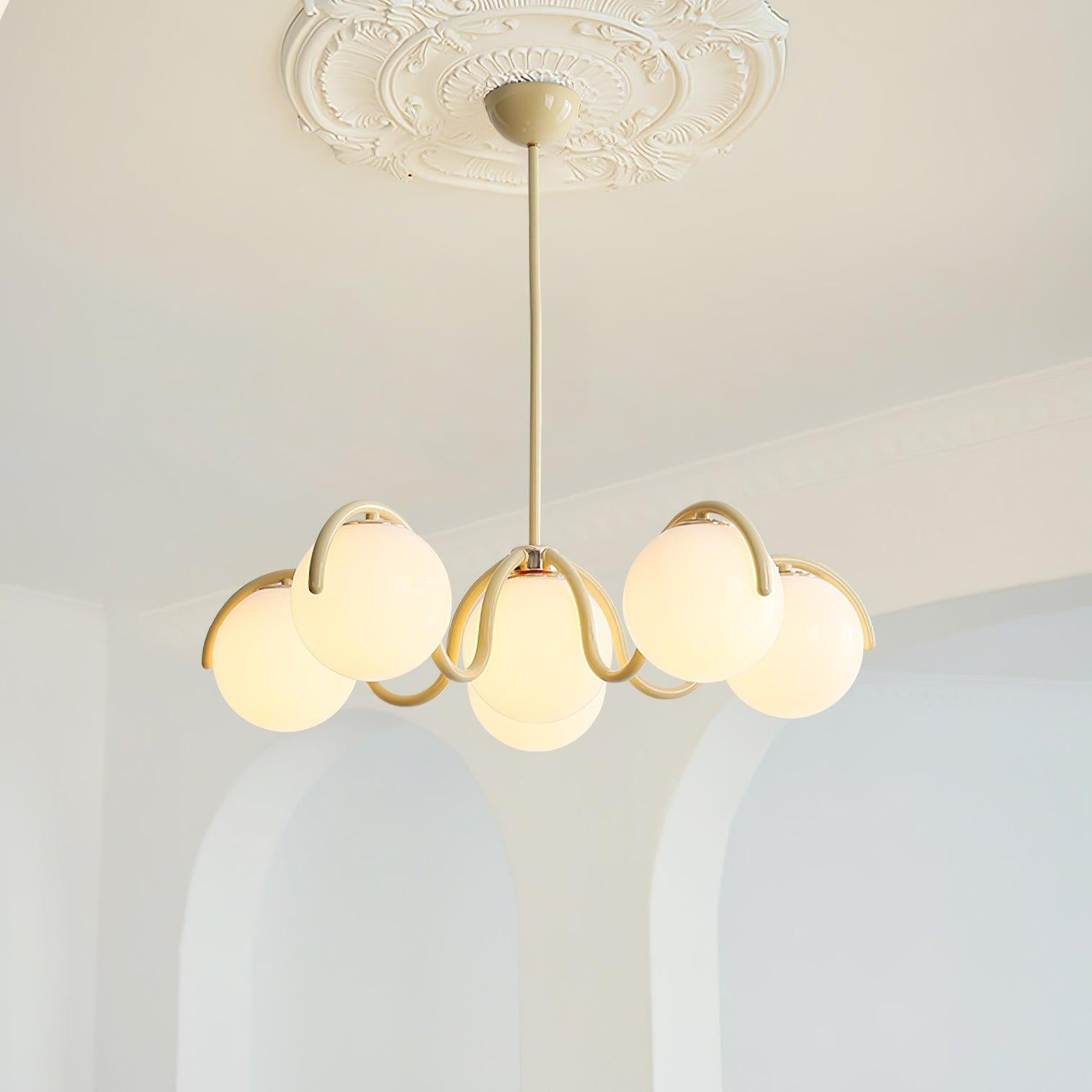 Reedway Curve Linear Chandelier ∅ 27.2″ - Bend, Marshmallow Chandelier-1-Luxehomezone