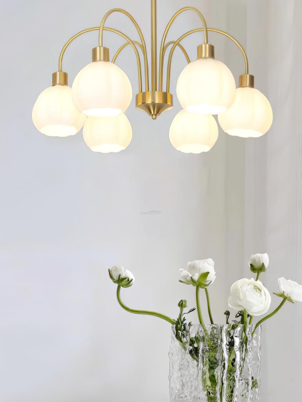 Golden Pumpkin Glass Chandelier with 3/5/6/8 heads - Bend-1-Luxehomezone
