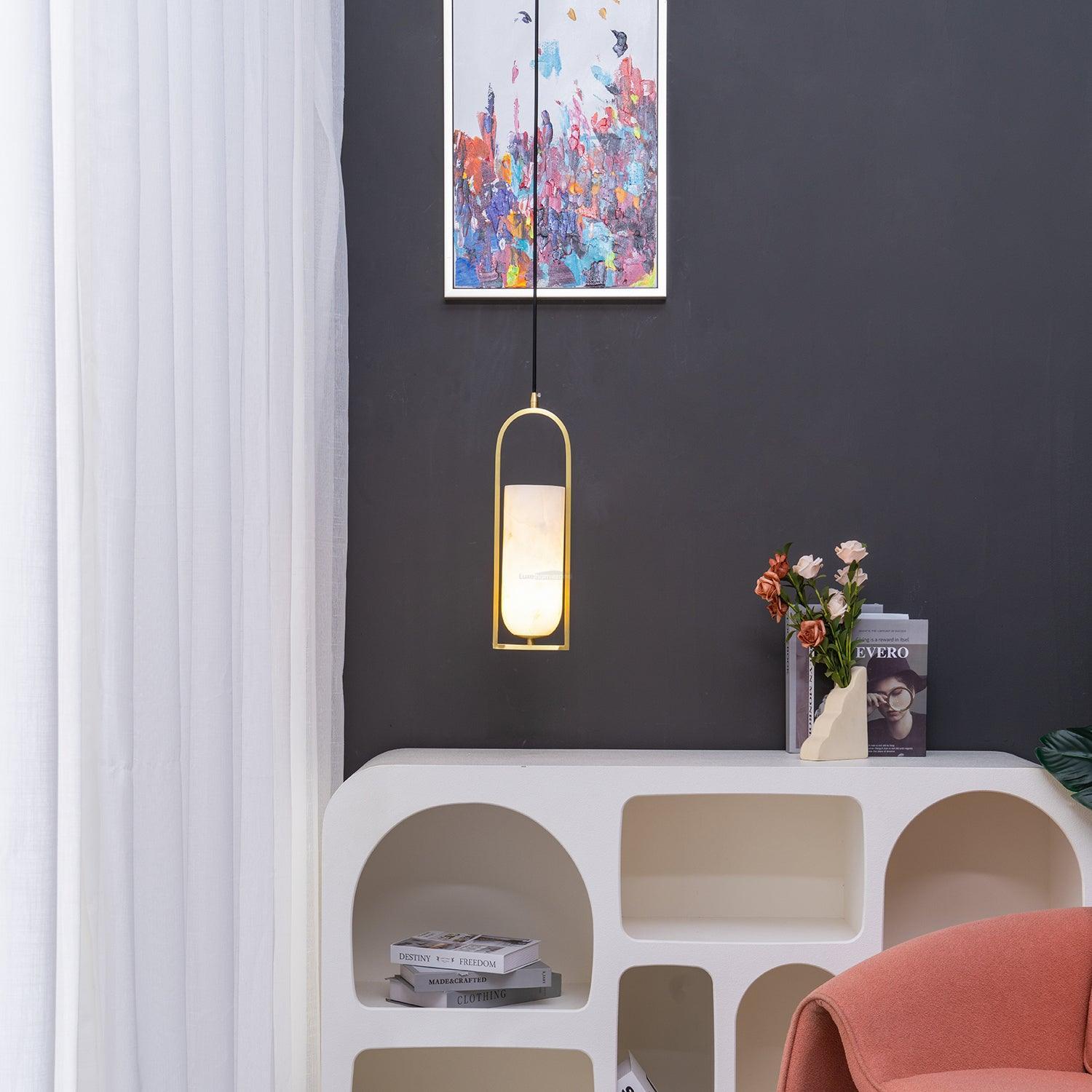 Melange Alabaster  Small Pendant Light - Alabaster, Alabaster Pendant-1-Luxehomezone