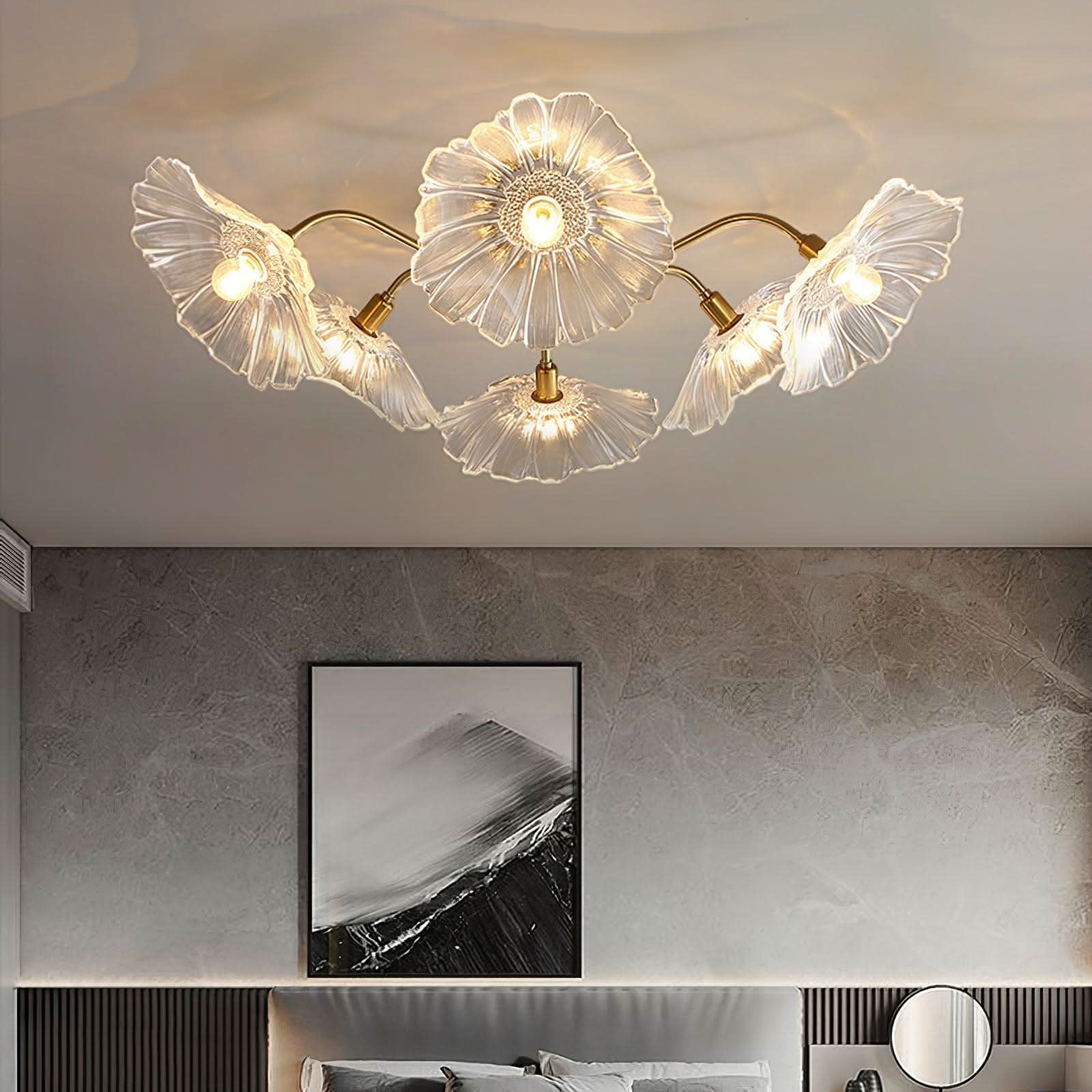 Lotus Leaf Glass Ceiling Lamp ∅ 31.5″/39.4'' - Luxehomezone