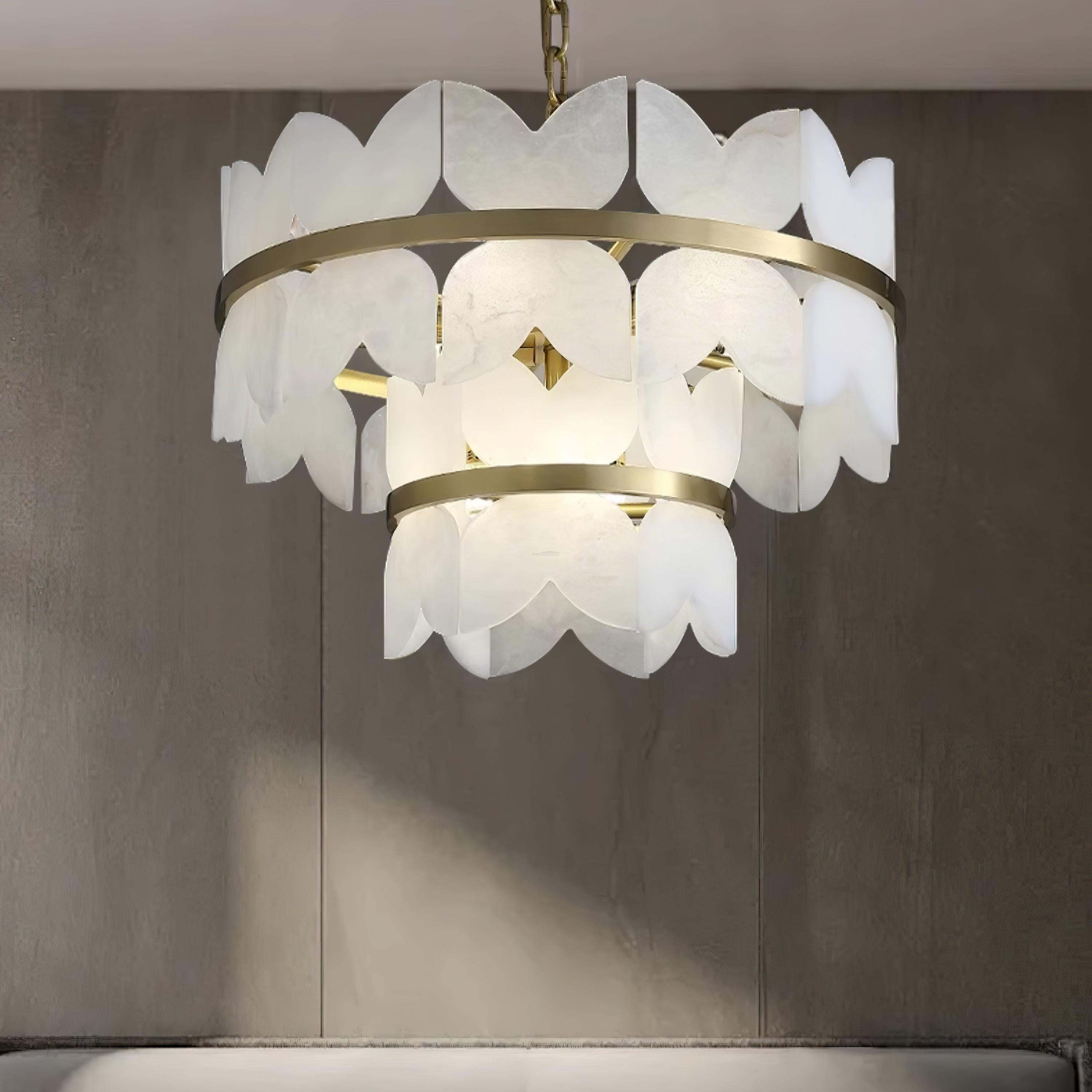 Alabaster Cloudscape Chandelier with 1/2 layer - Alabaster, Alabaster Chandelier-1-Luxehomezone