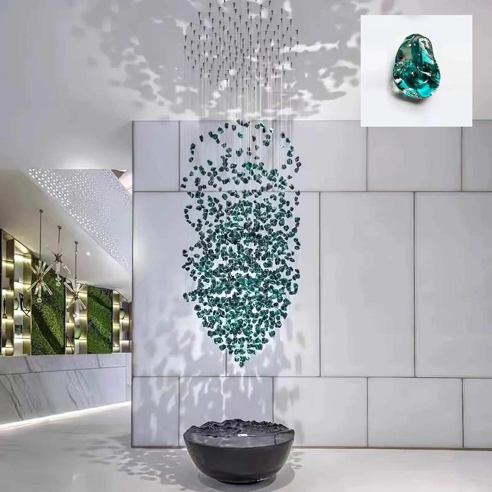 Multicolor Crystal Stone Round/Long canopy Chandelier - Helia-1-Luxehomezone