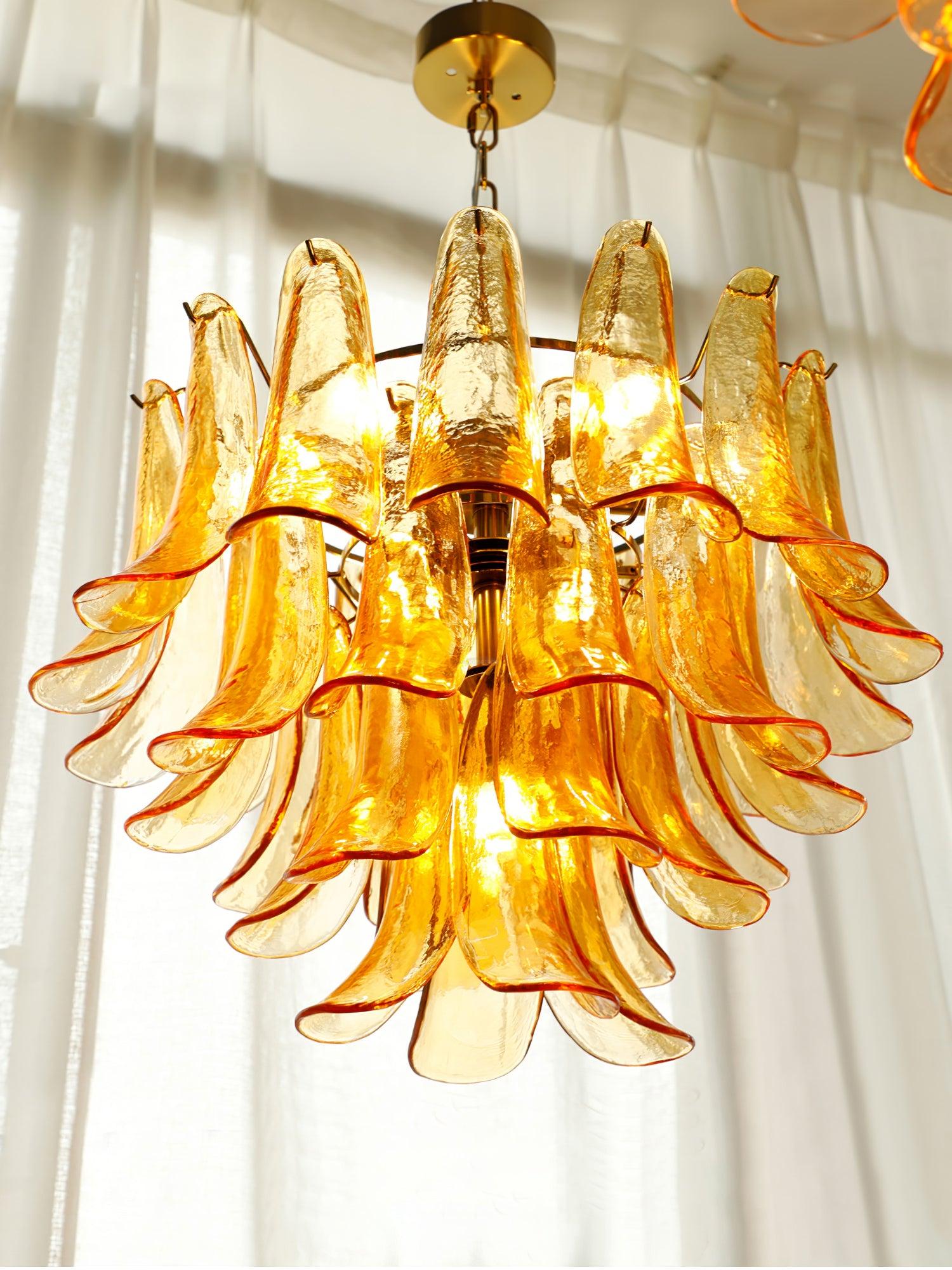 Glass Leaf Cascade Chandelier with 3/4 layer - Luxehomezone