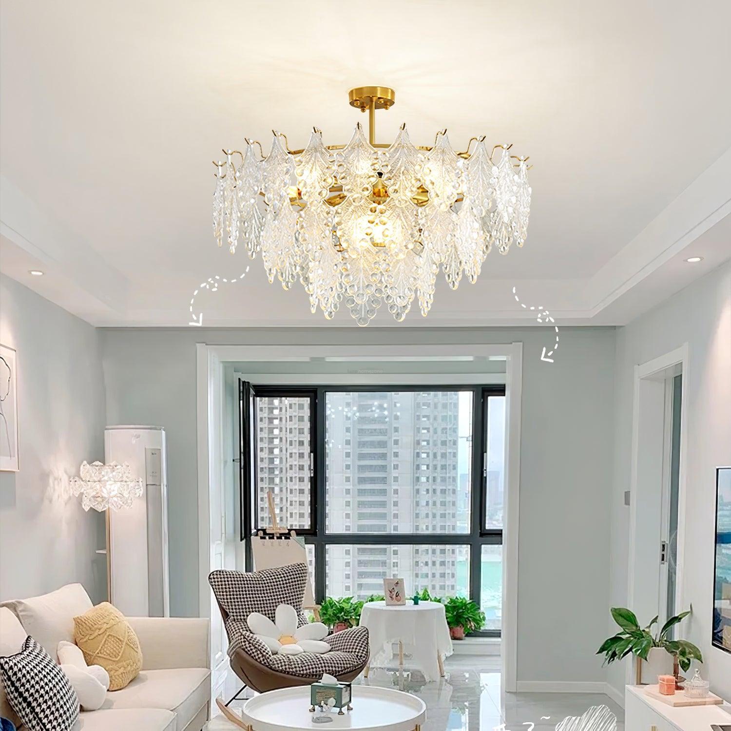Tiered Carved Glass Chandelier Φ 15.7″ - Luxehomezone
