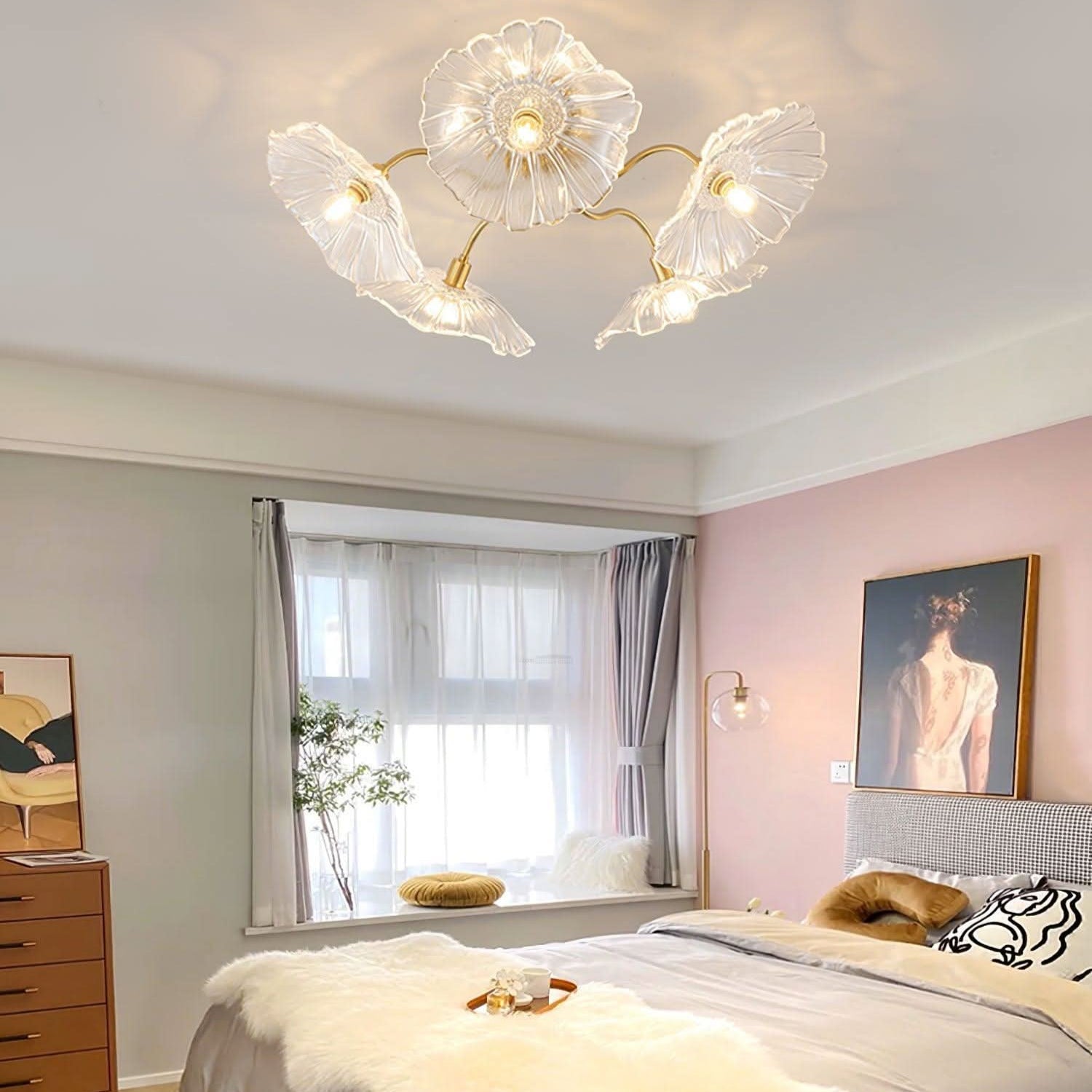 Lotus Leaf Glass Ceiling Lamp ∅ 31.5″/39.4'' - Luxehomezone