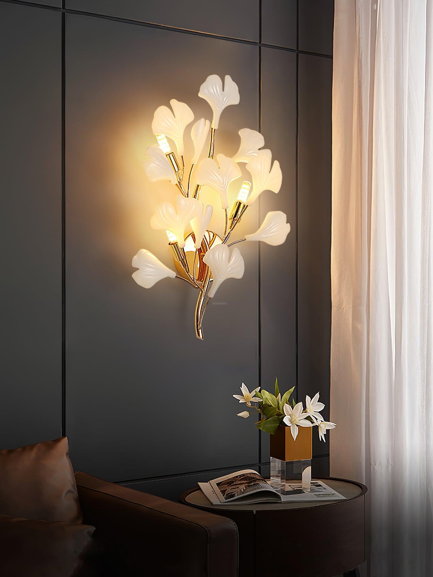 Gingko Wall Lamp with Leaves - Luxehomezone
