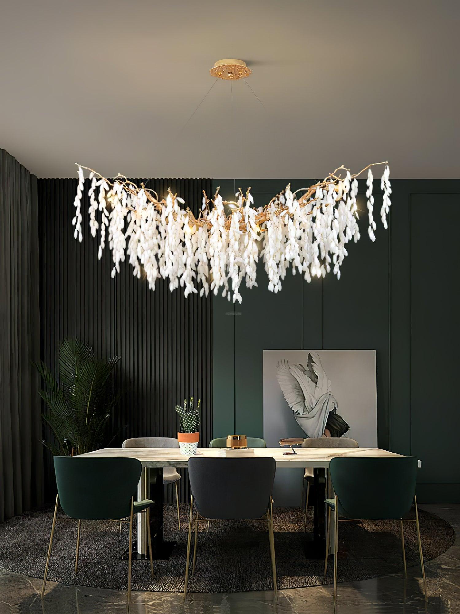 White Jade Branch Brass Round Chandelier - Branch-1-Luxehomezone