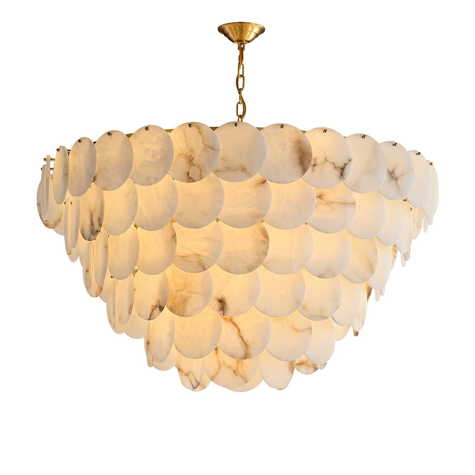 Alabaster Shell Brass Chandelier with 2/3/4/5/6 layer - Alabaster, Alabaster Chandelier-1-Luxehomezone