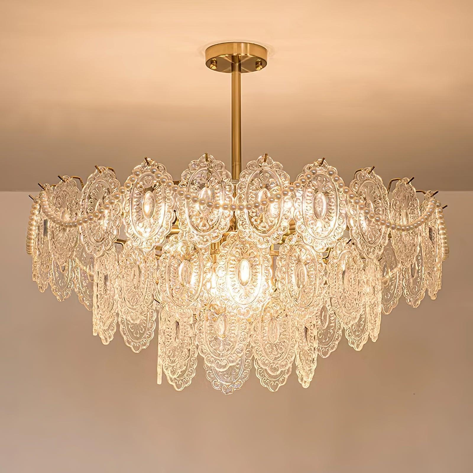 Wave Pearl Style Chandelier - Cylinder-1-Luxehomezone