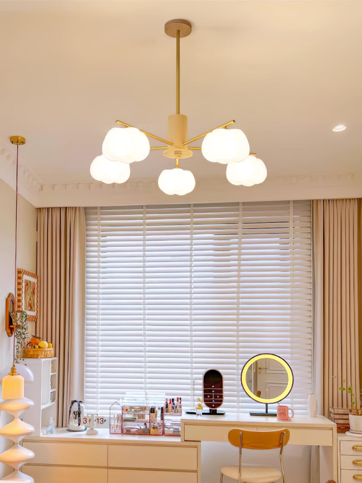 Wooden Cotton Balls Chandelier with 5/8 lamps - Zahara-1-Luxehomezone