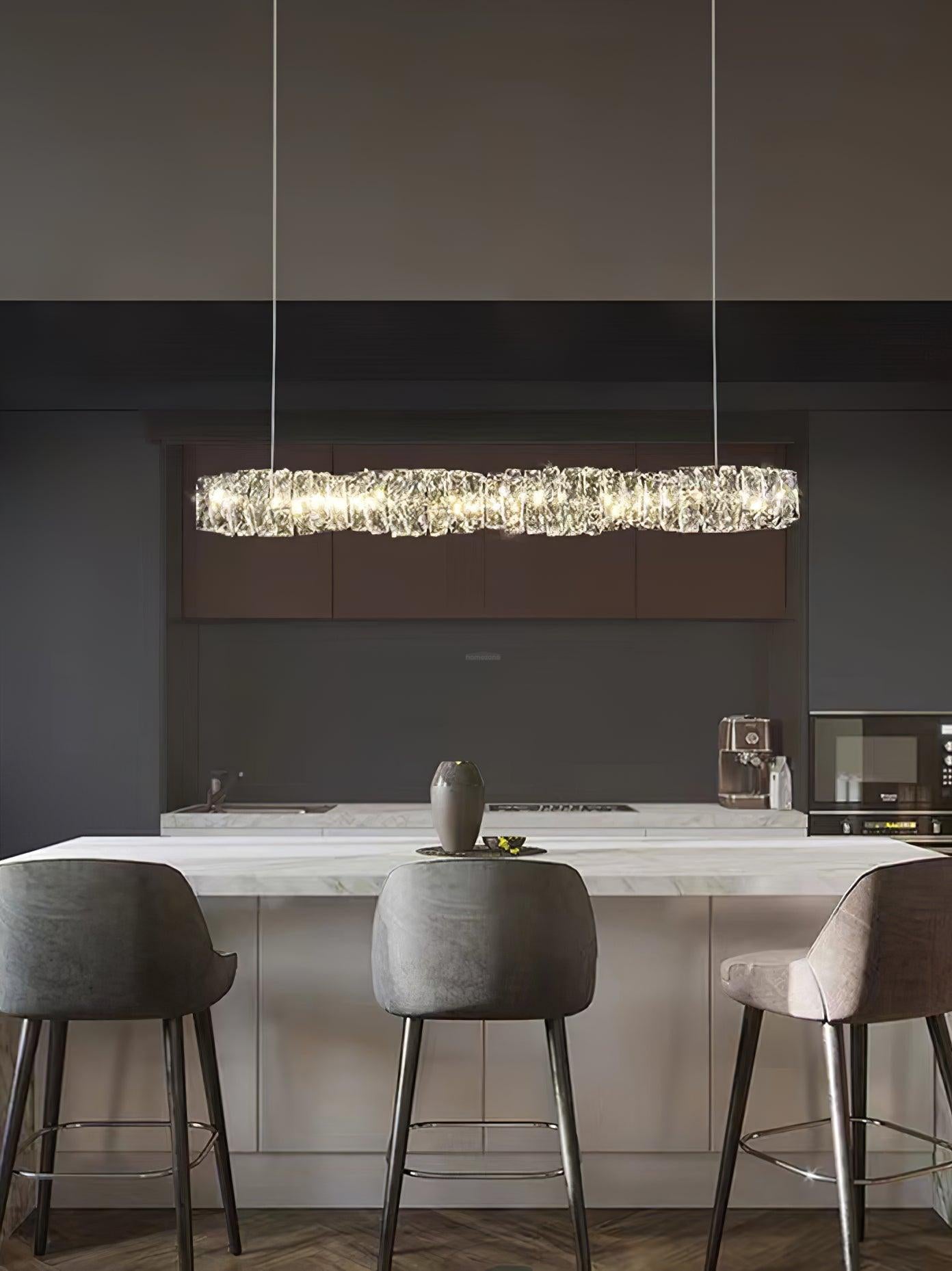 Long Crystal  Linear Pendant Light - Bar-1-Luxehomezone