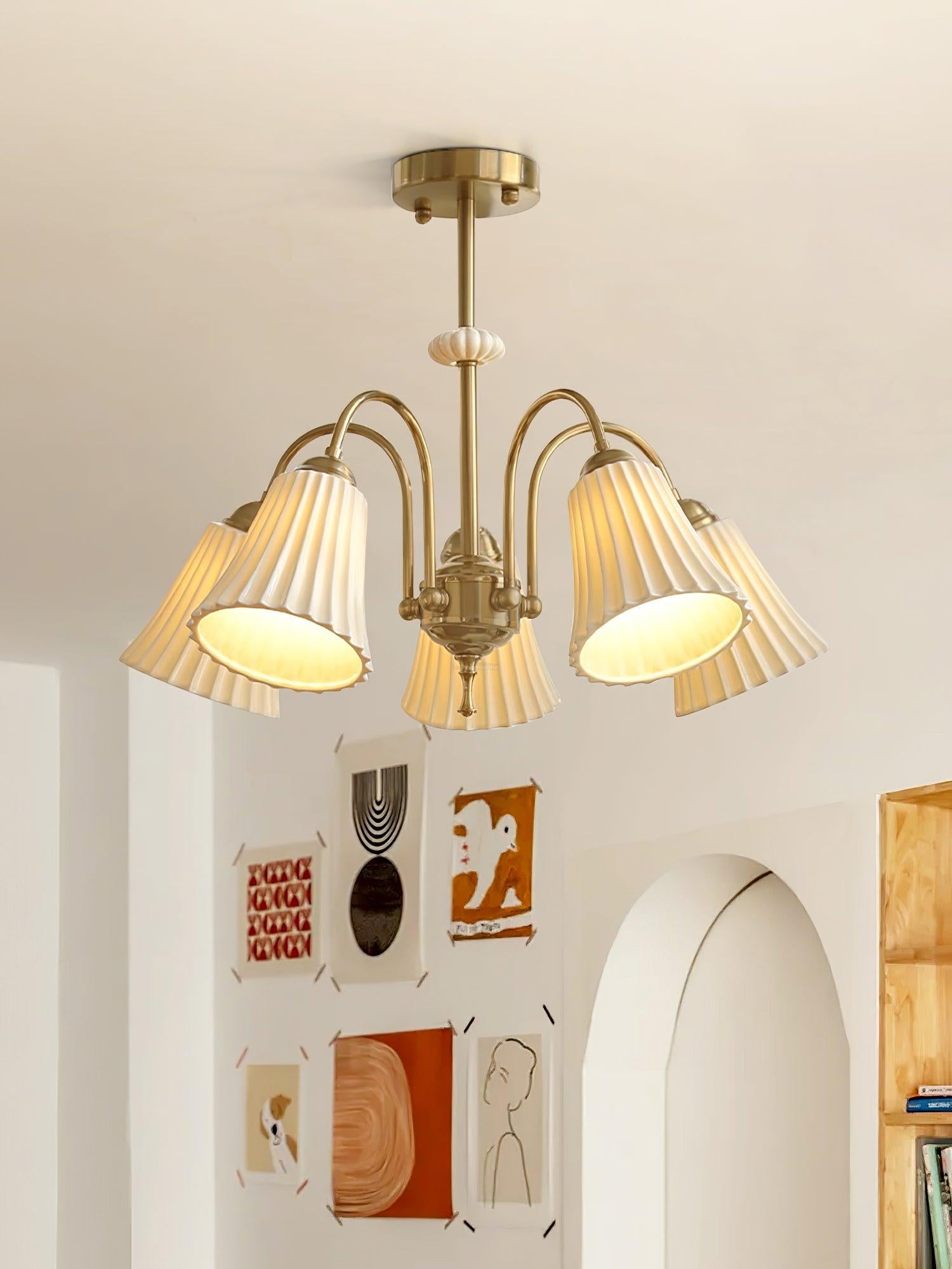 Medieval Ceramic Trumpet Chandelier with 3/5/8 lamps - Flower Ceramic-1-Luxehomezone