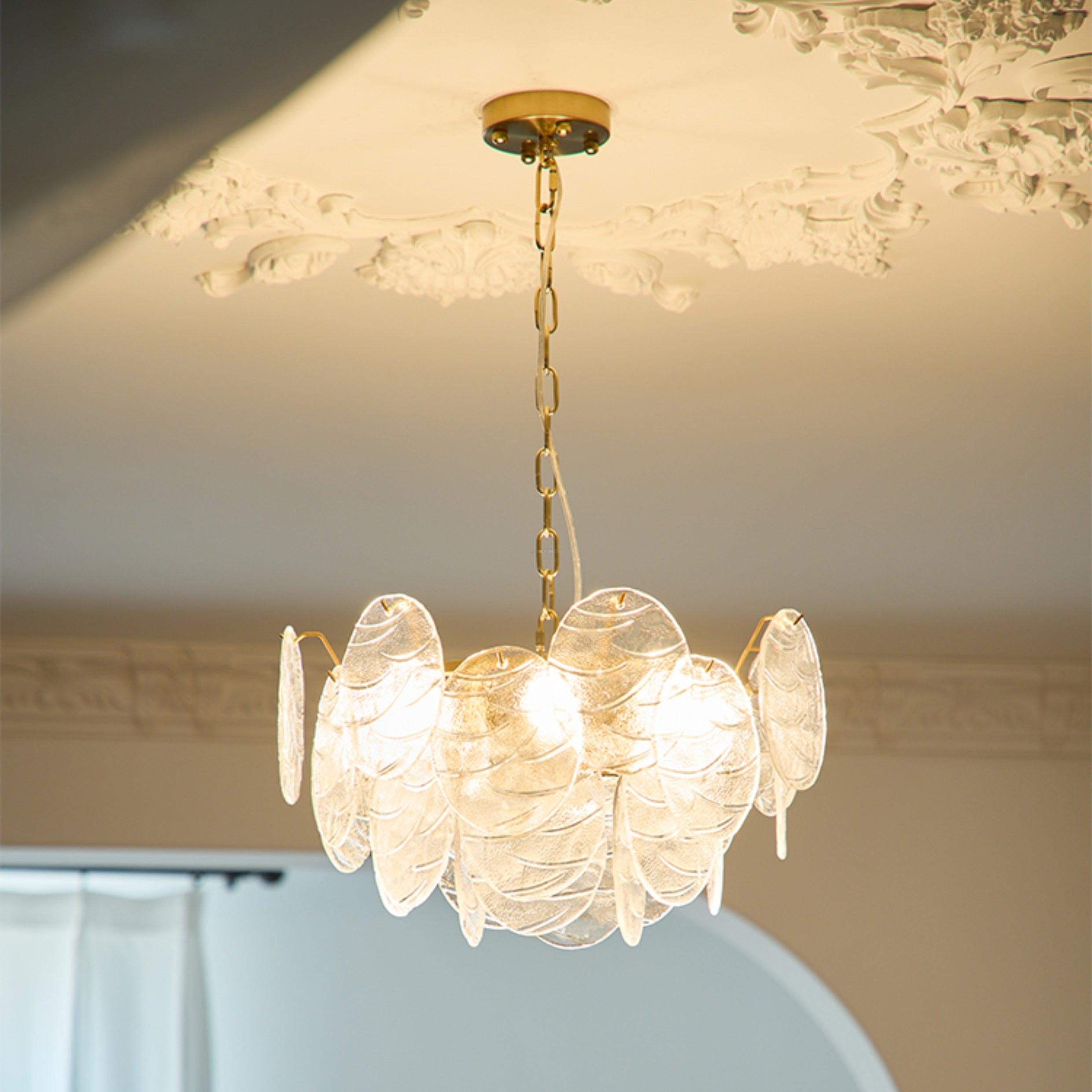 Victorian Disc Round Chandelier - Gold & Clear-1-Luxehomezone