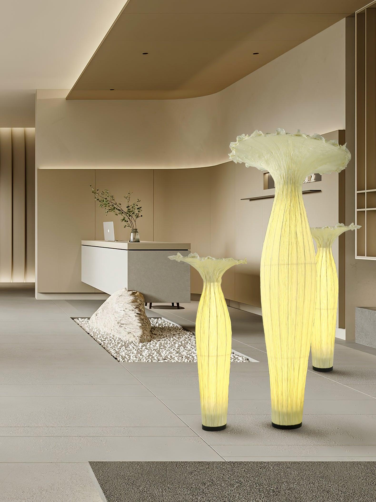 Vase Fabric Floor Lamp ∅ 19.7″ - Drapery-1-Luxehomezone
