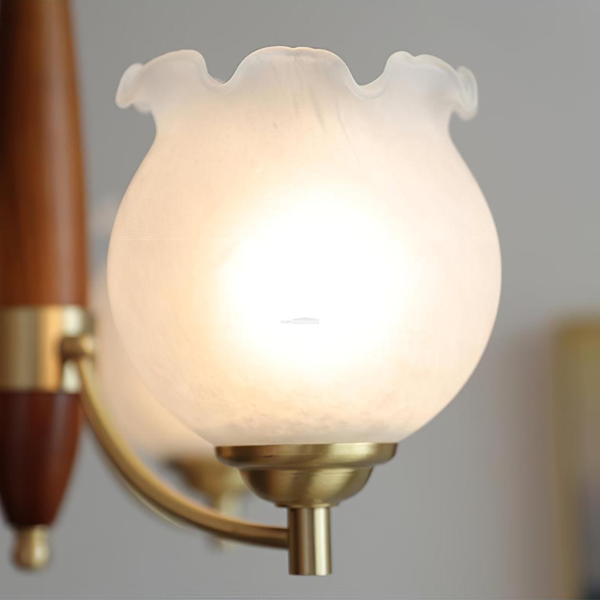 Tulips Glass Wood Chandelier with 3/5 heads - Zahara-1-Luxehomezone