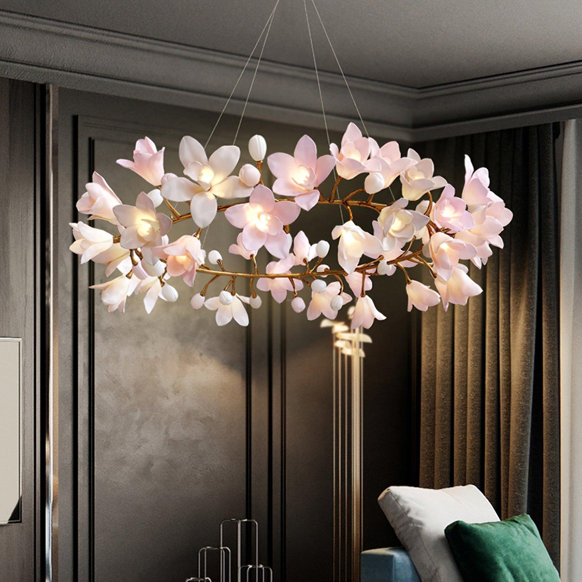 Circular Flower Blossom Chandelier - Karen-1-Luxehomezone