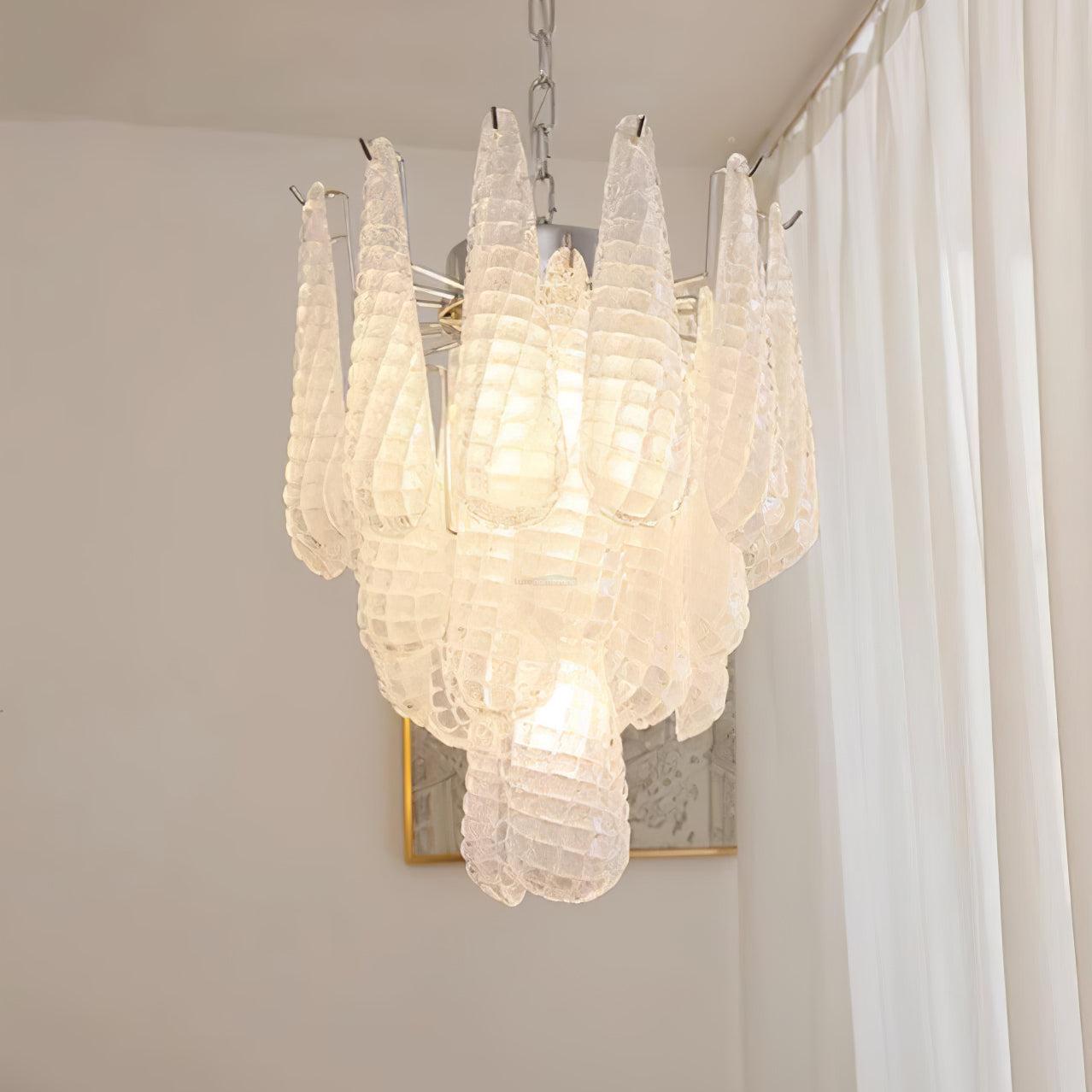Grid Glass Style Waterfall Chandelier - Cylinder-1-Luxehomezone