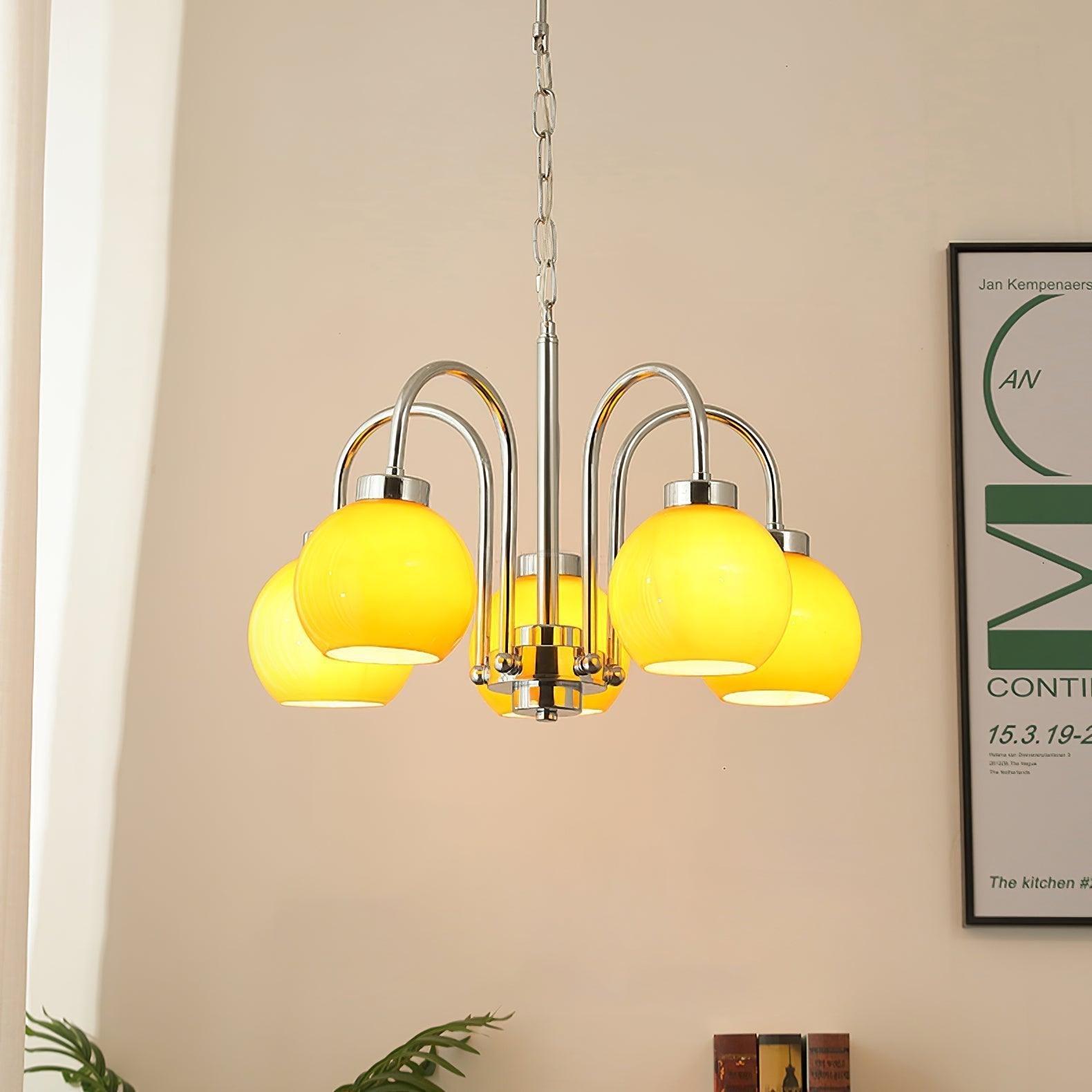 Loa Chandeliers with 3/4/5 heads - Glass Chandelier, Persimmon-1-Luxehomezone
