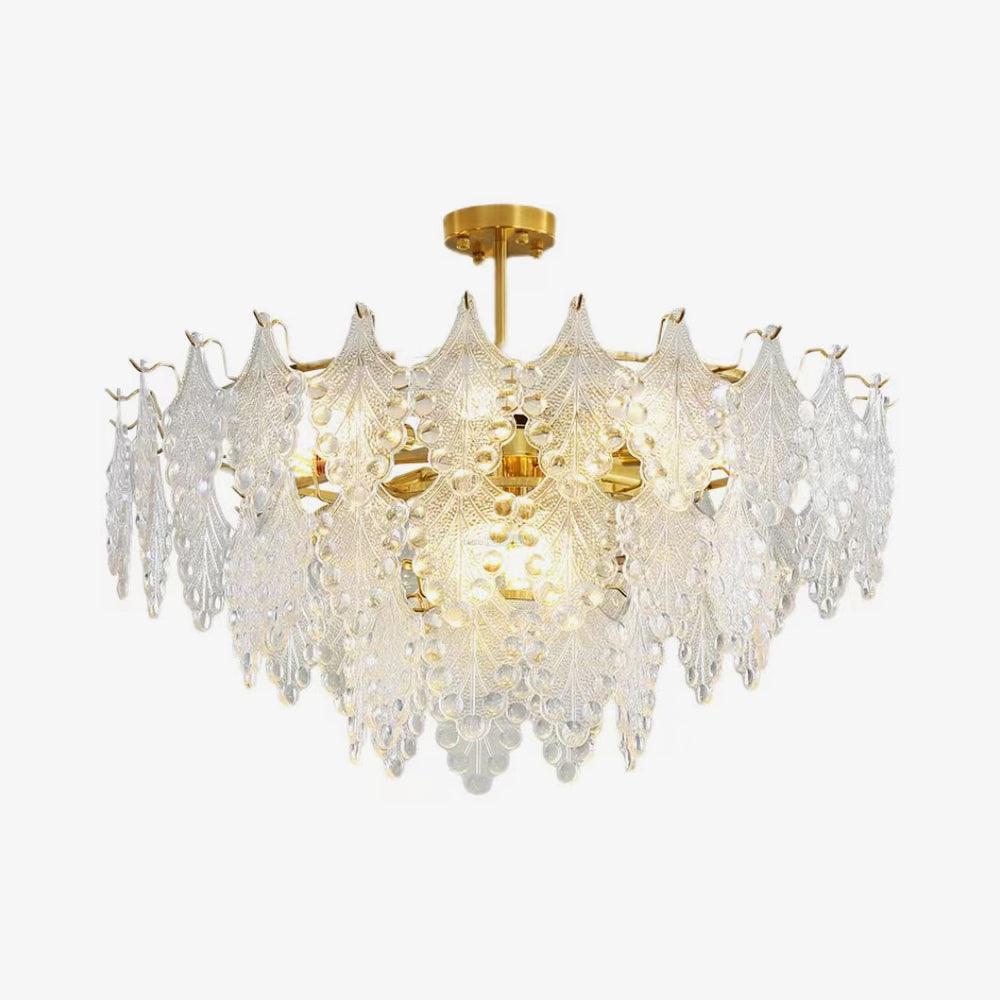 Tiered Carved Glass Chandelier Φ 15.7″ - Luxehomezone