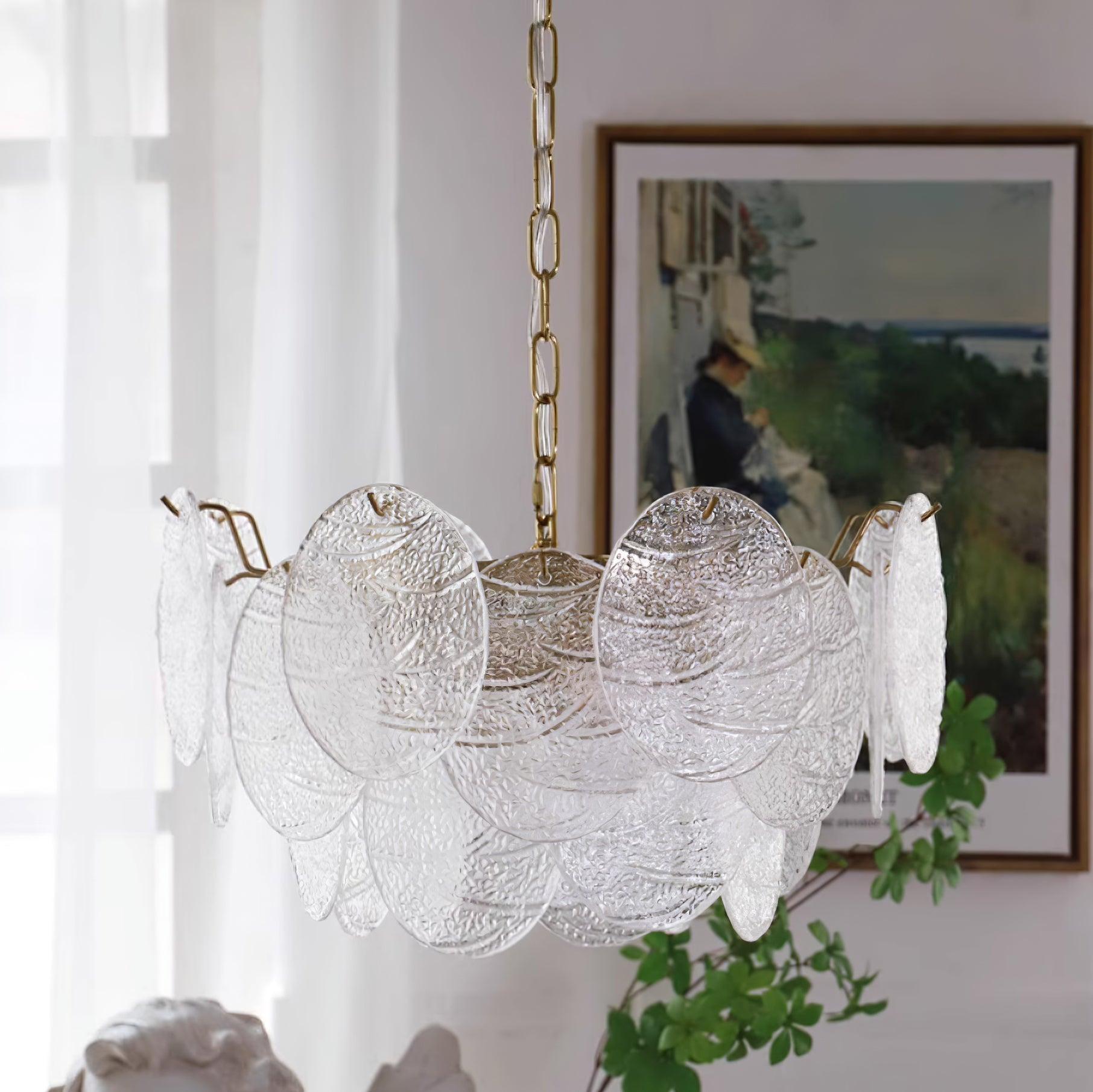 Victorian Disc Round Chandelier - Gold & Clear-1-Luxehomezone