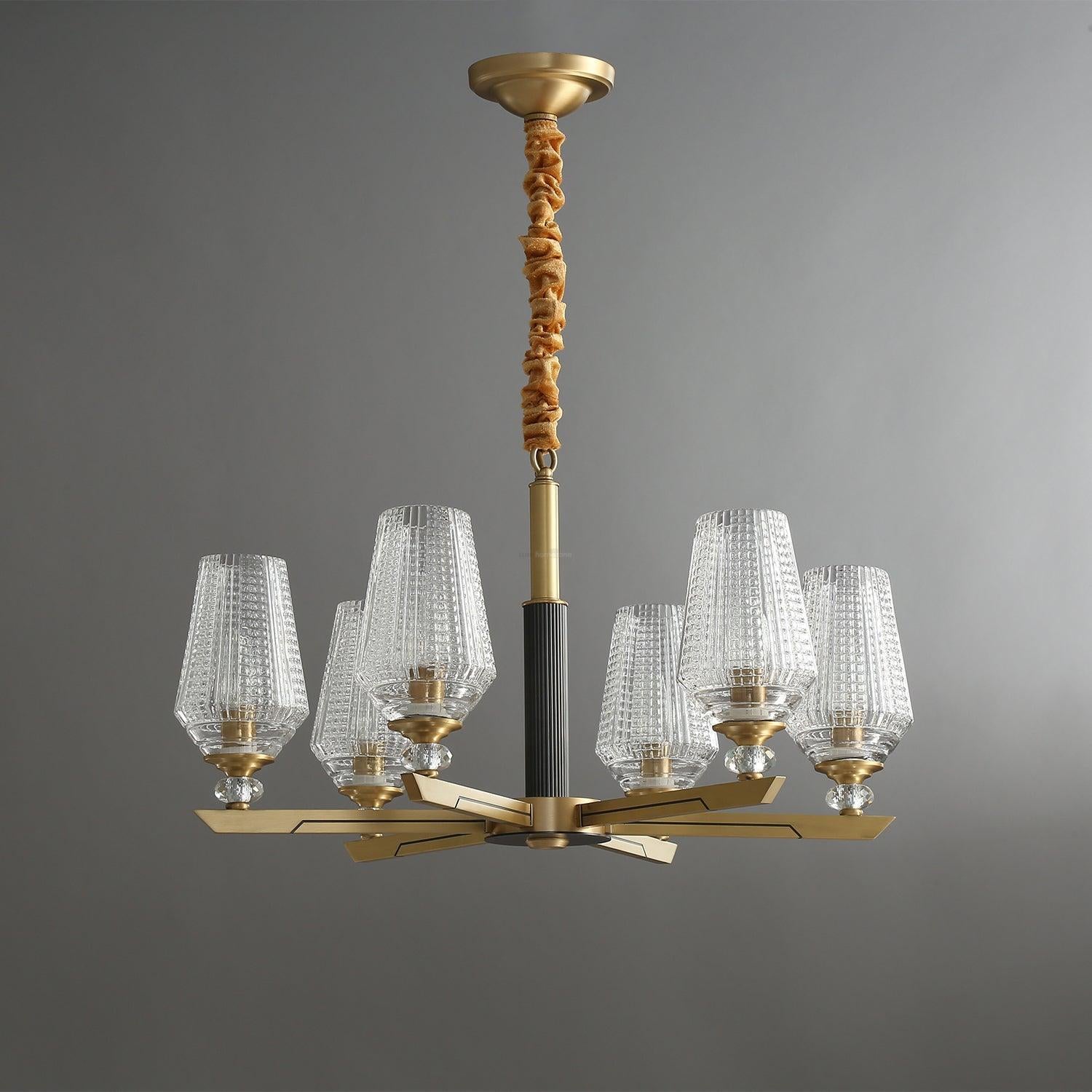 Orrefors Brass Chandelier Φ 25.2″ - Lucency-1-Luxehomezone