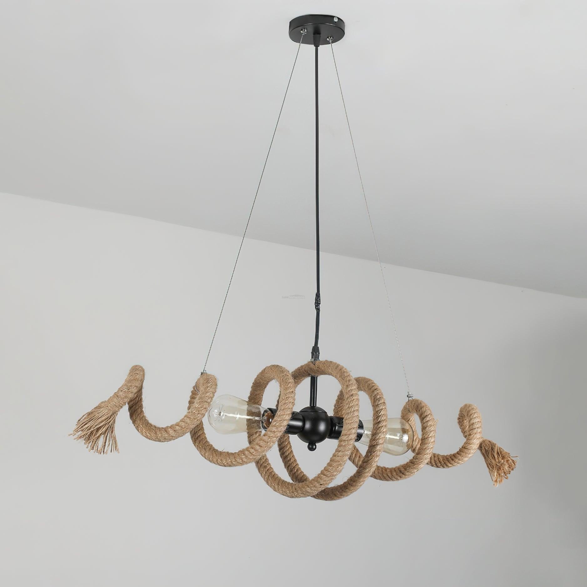 Hemp Rope Industrial Spiral Chandelier ∅ 31.5″ - Luxehomezone