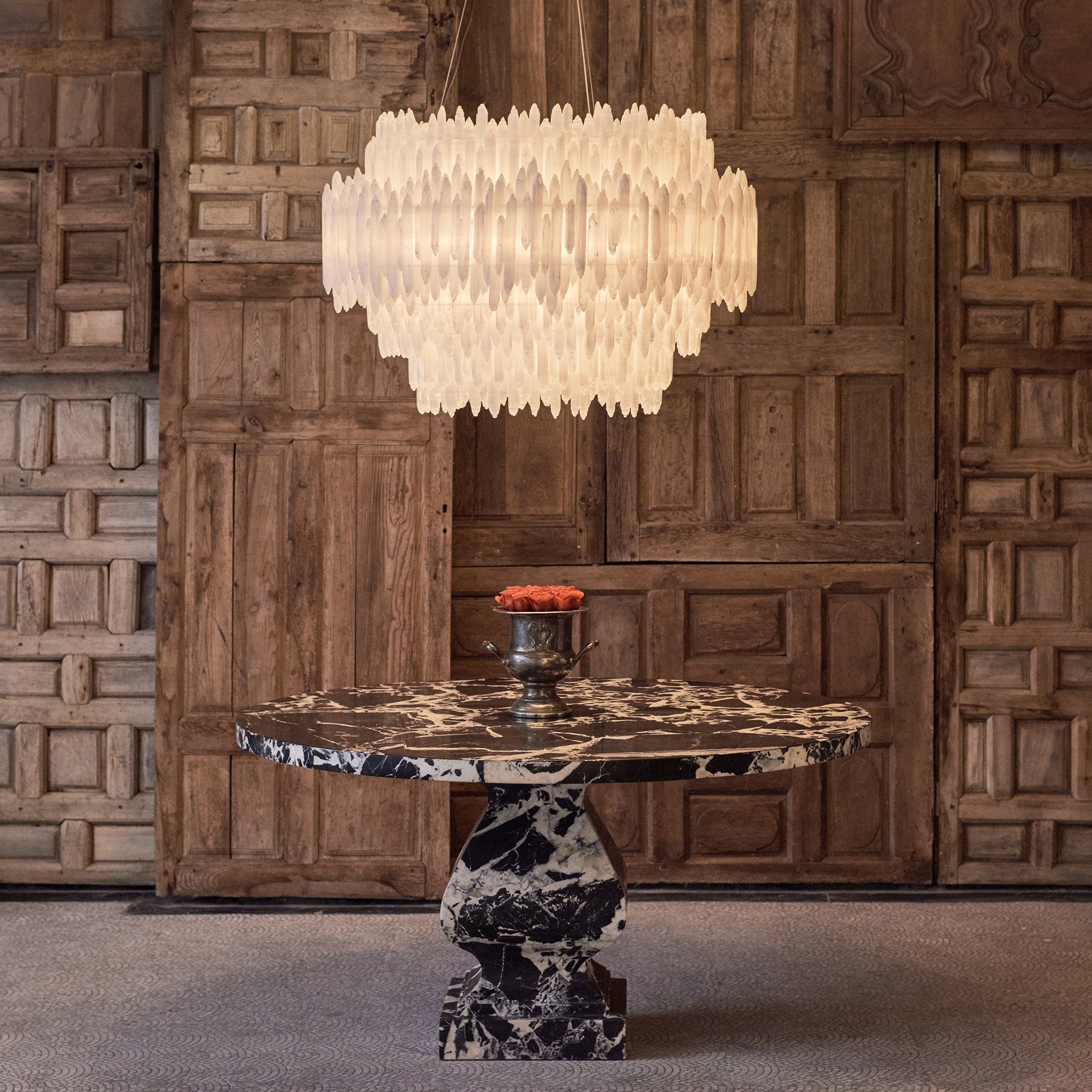 Art Selenite Layer Round Chandelier - Chandelier, Living Room, Selenite Series- Chandelier1-Luxehomezone